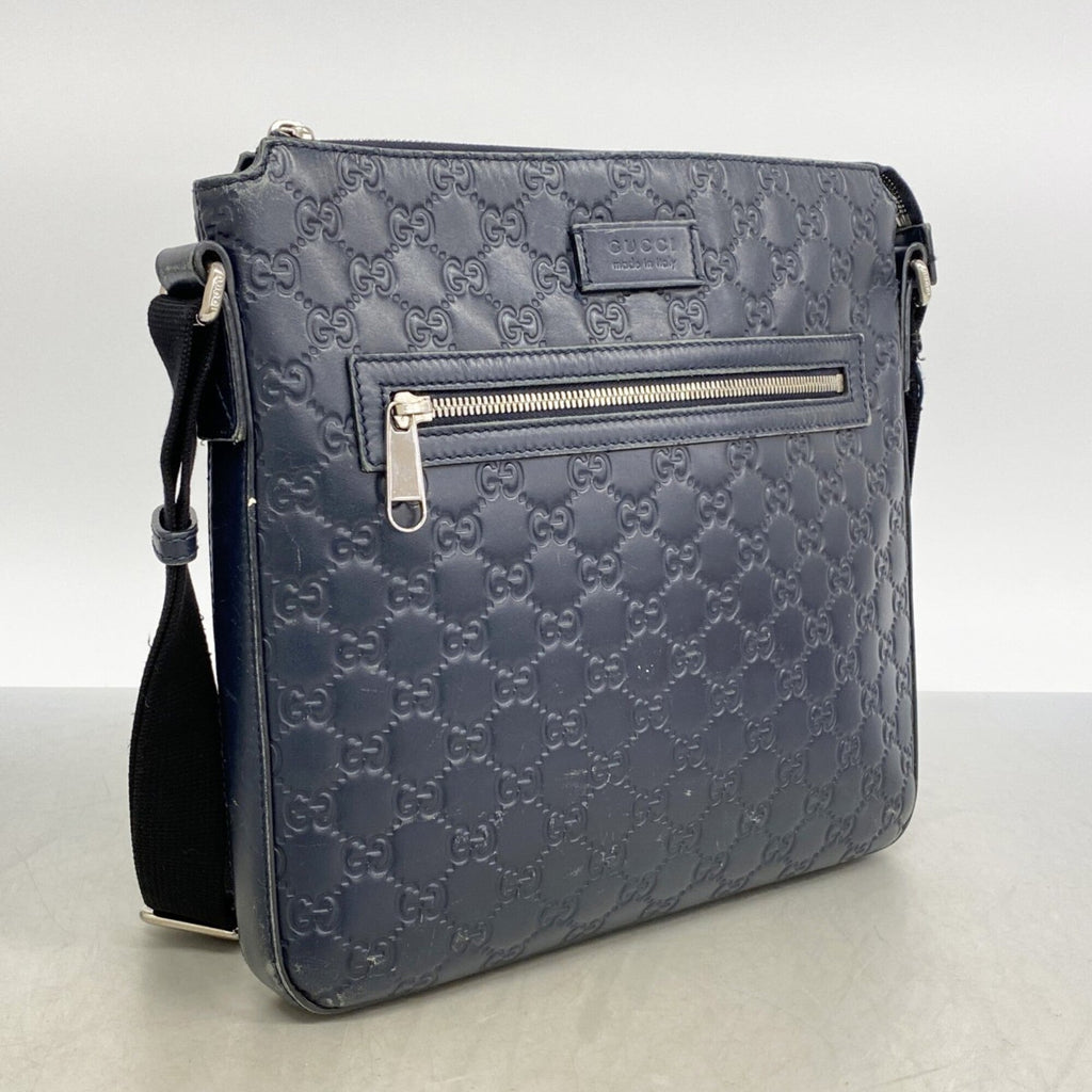 Gucci Navy Leather Shoulder Bag (Pre-Owned)