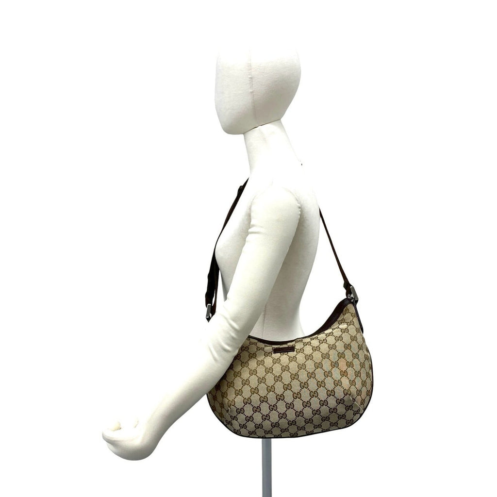Gucci Brown Canvas Leather Pochette Shoulder Bag (Pre-Owned)