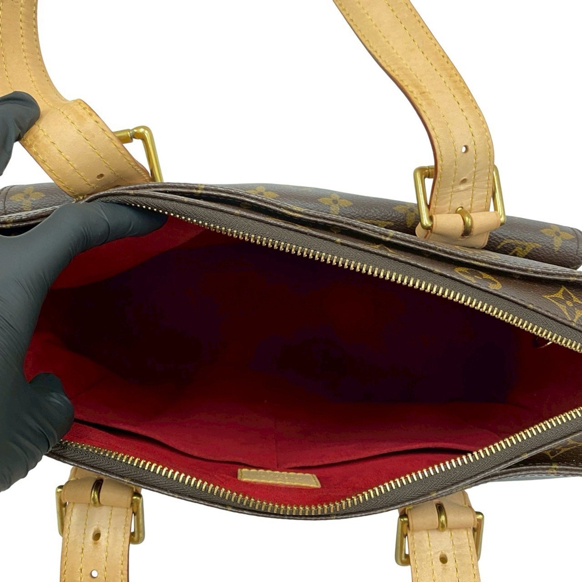 Louis Vuitton Brown Leather Pvc Handbag Tote Bag