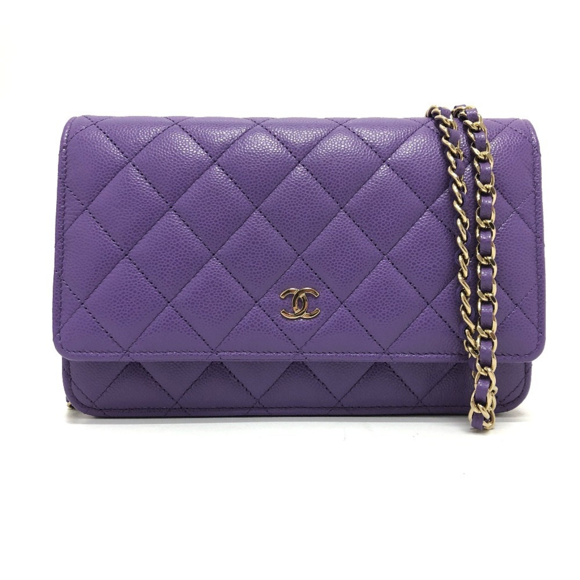 Chanel Matelasse Purple Caviar Leather Shoulder Bag