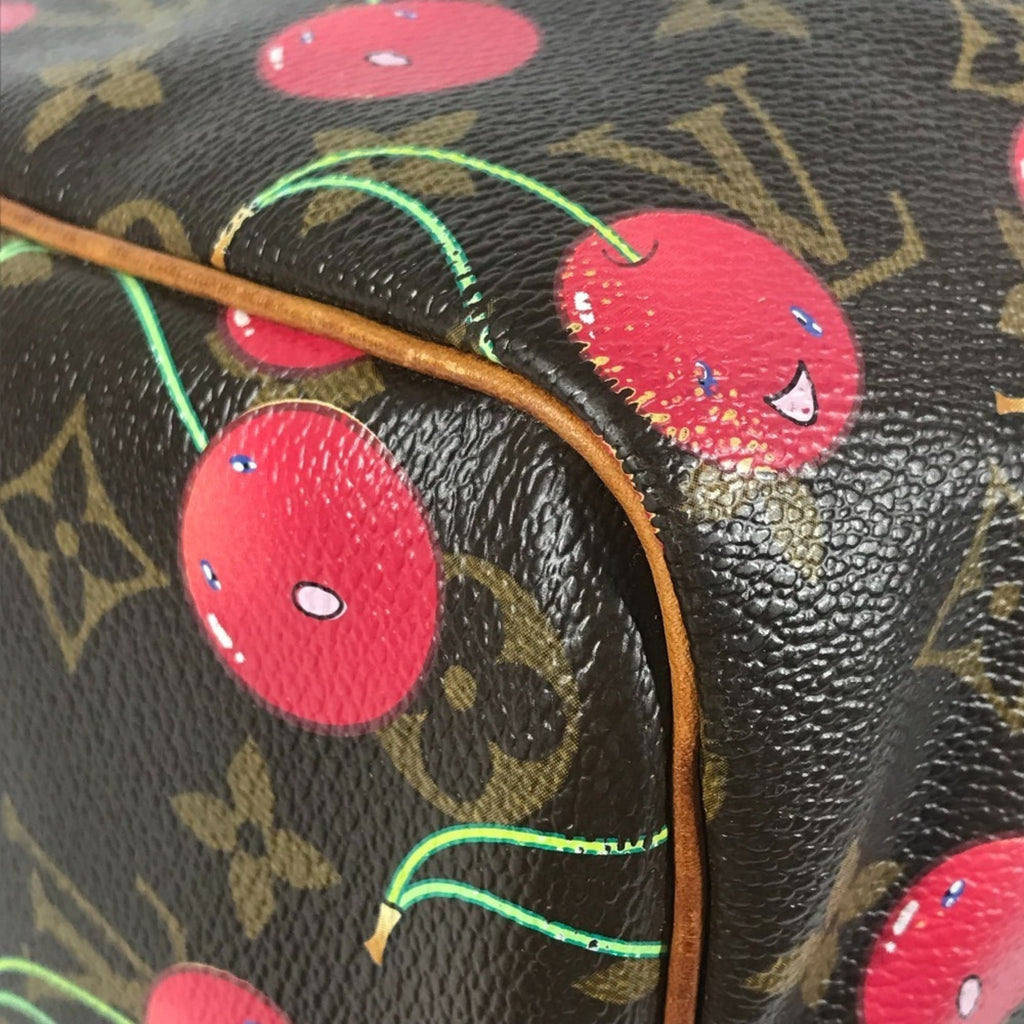 Louis Vuitton Brown Monogram Cherry Red Color Monogram Boston Bag