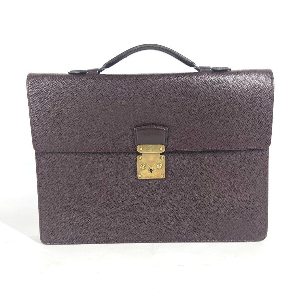 Louis Vuitton Acajou Red Color Wine Taiga Leather Leather Briefcase