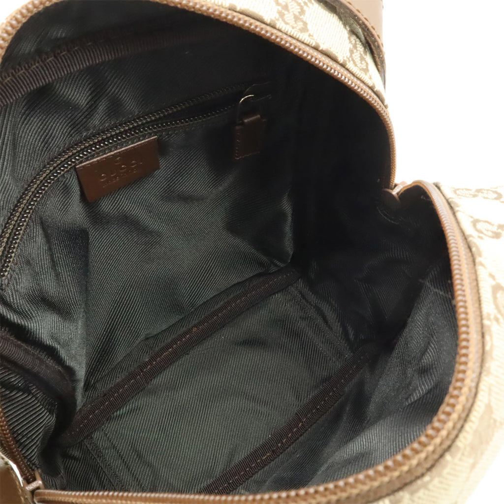 Gucci Gg Canvas Beige Dark Brown Gg Canvas Leather Pochette Shoulder Bag (Pre-Owned)