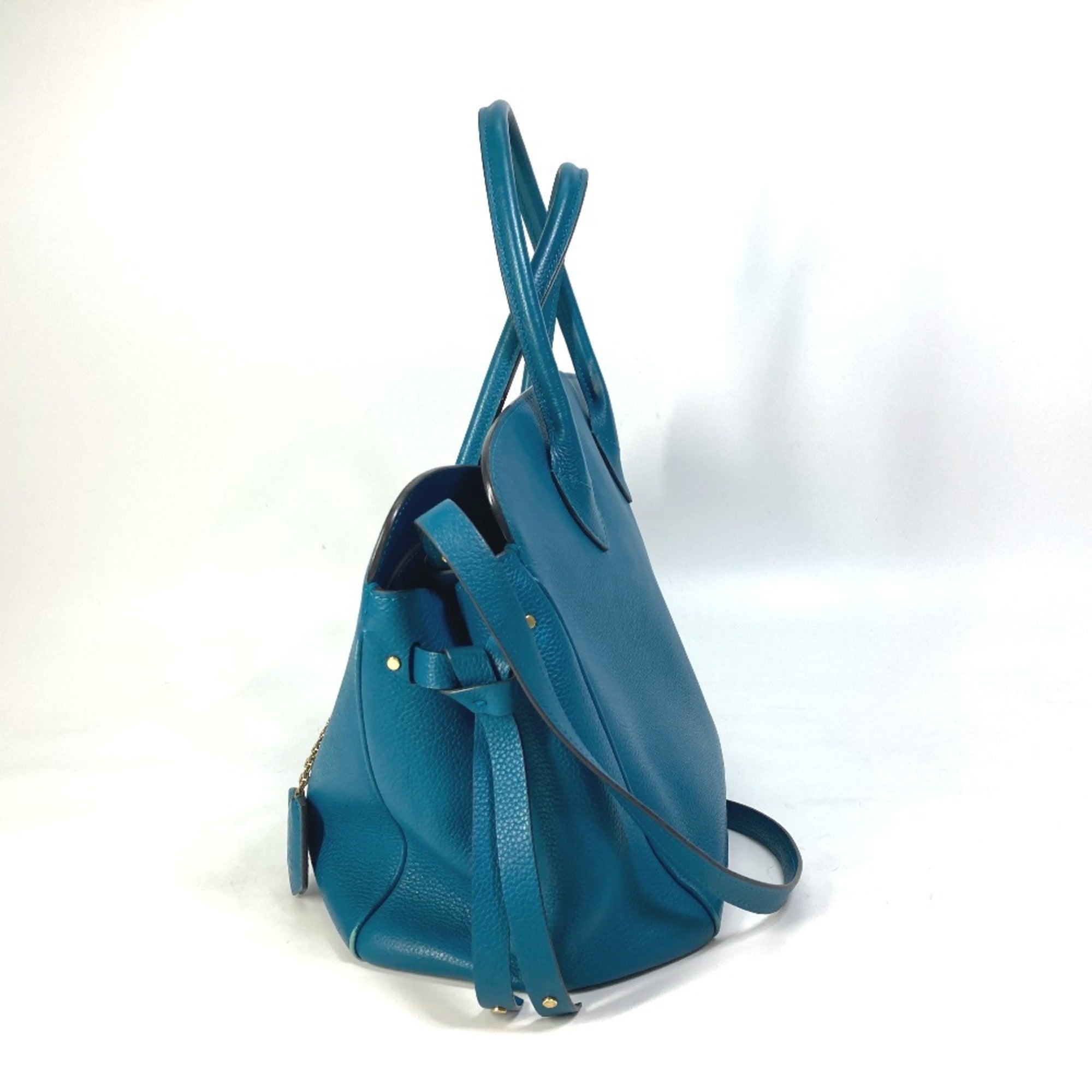 Louis Vuitton Blue Leather Handbag Shoulder Bag Tote Bag