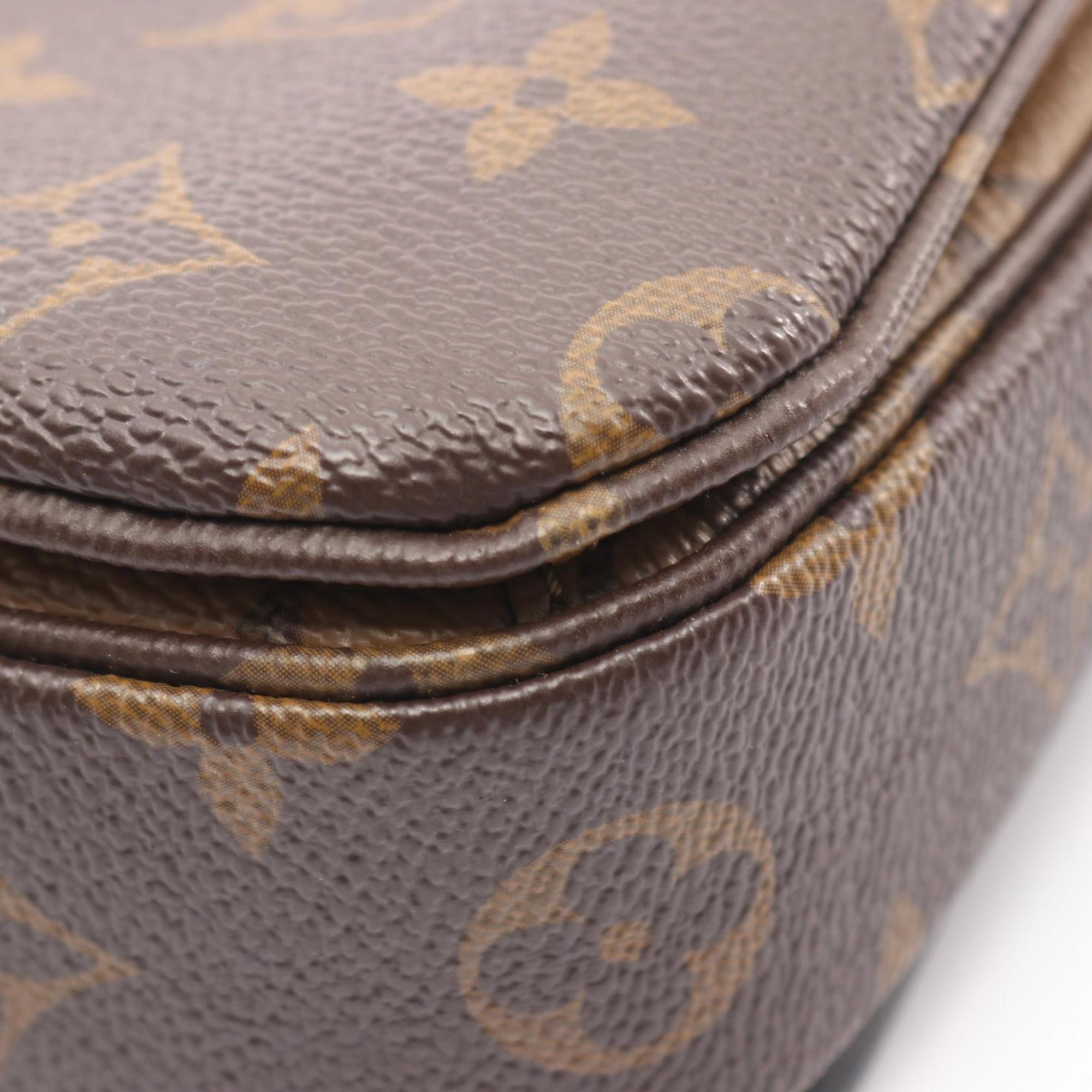 Louis Vuitton Black Brown Coated Canvas Monogram Reverse Pvc Leather Handbag Pochette