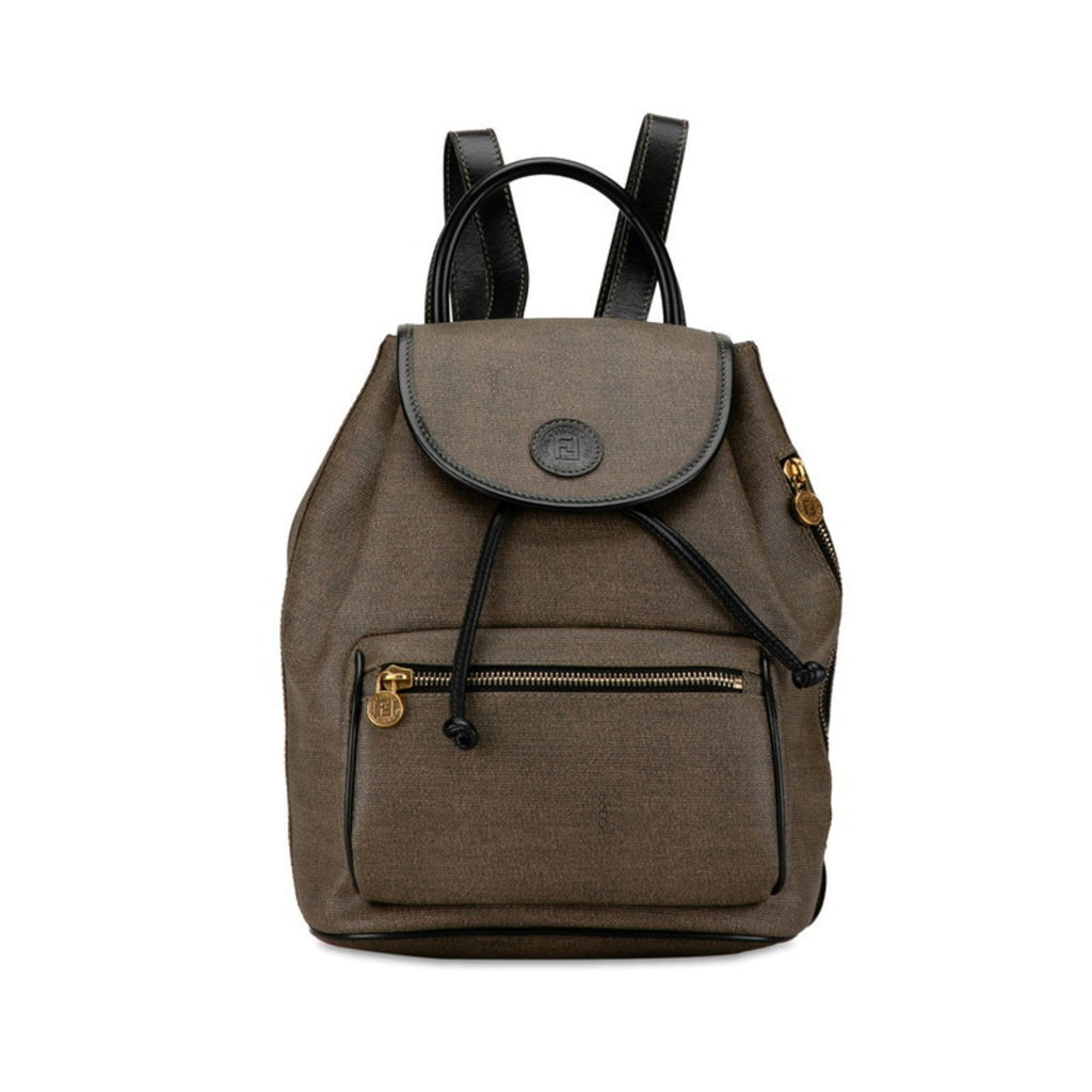 Fendi Zucchino Black Grayish Zucchino Pvc Leather Backpack