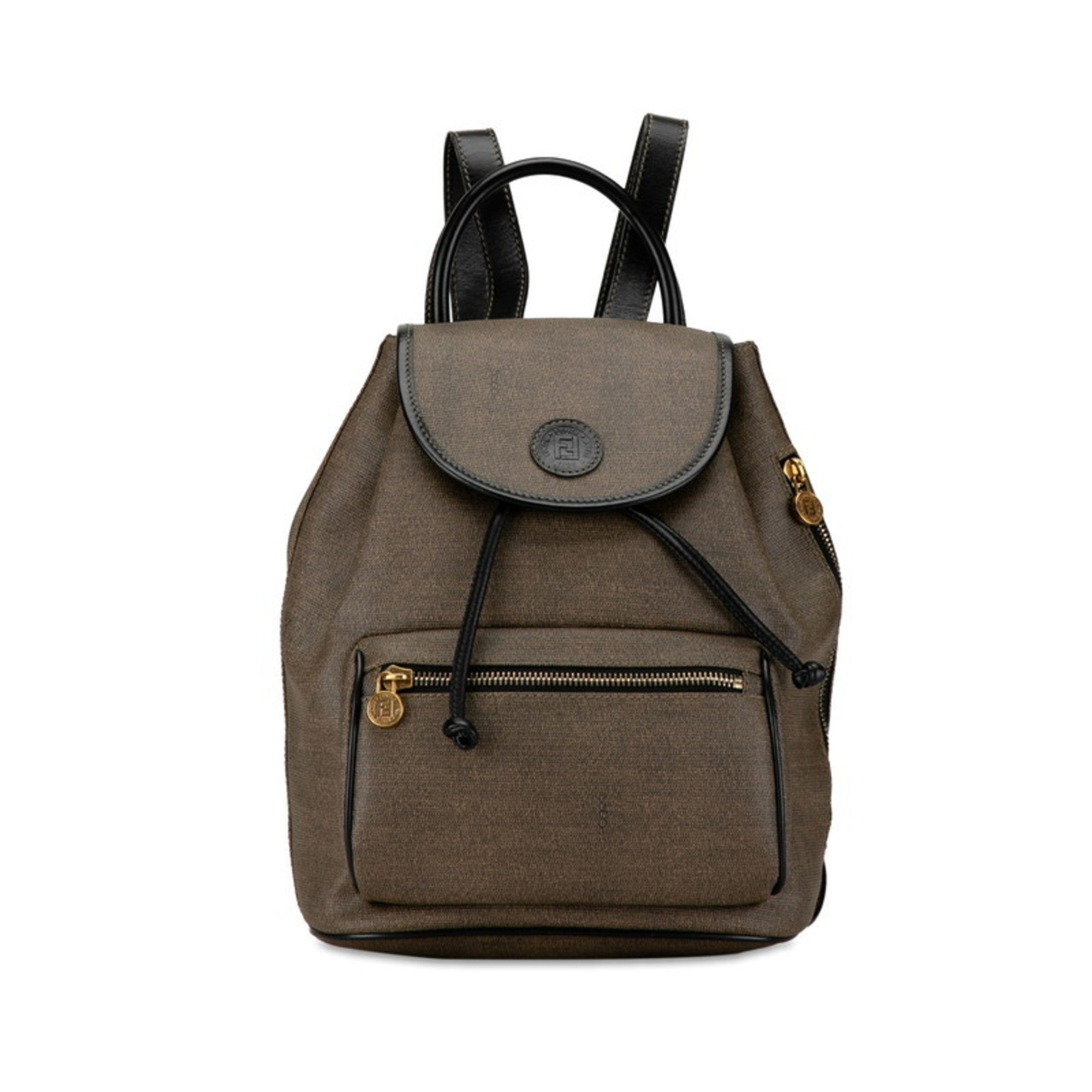 Fendi Zucchino Black Grayish Zucchino Pvc Leather Backpack