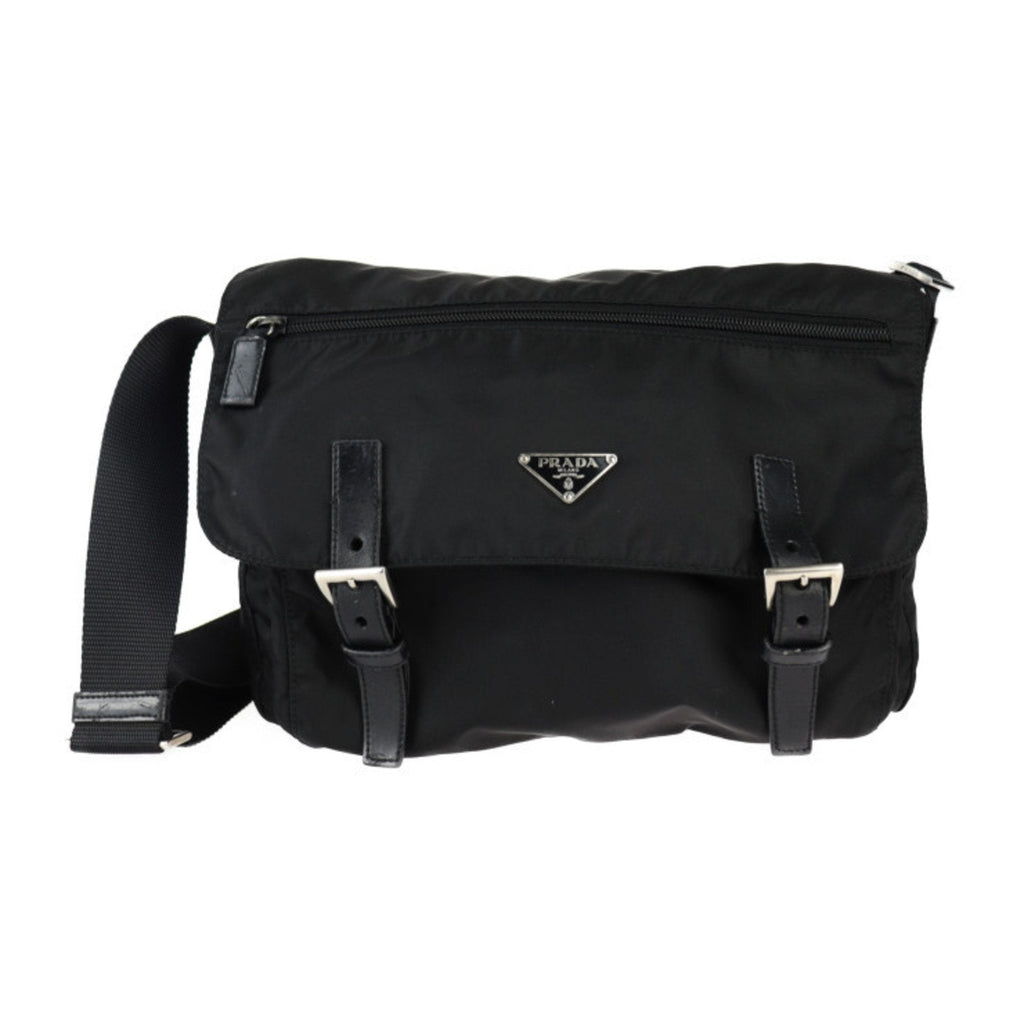 Prada Black Nylon Leather Messenger Bag Shoulder Bag