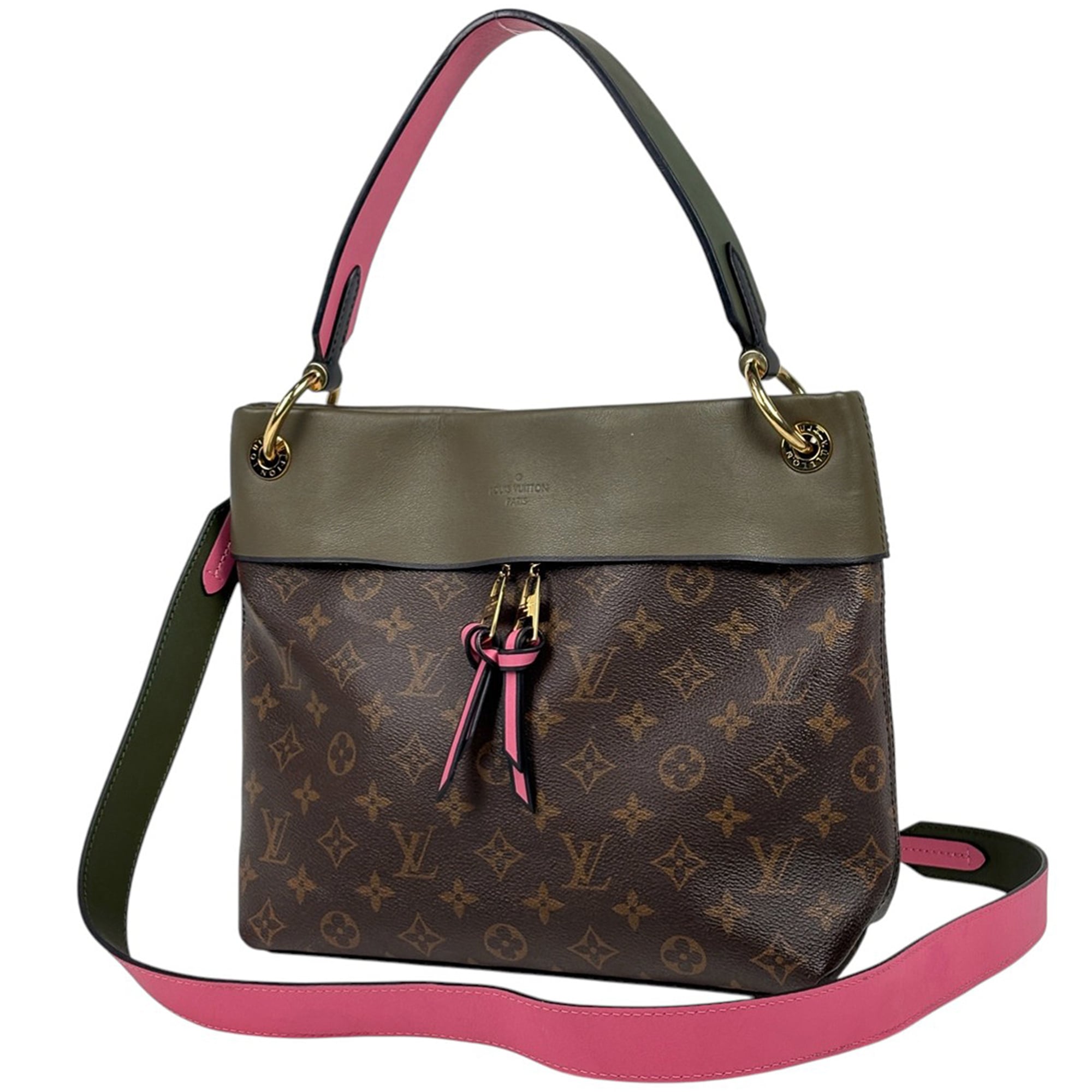 Louis Vuitton Brown Green Monogram Handbag Shoulder Bag