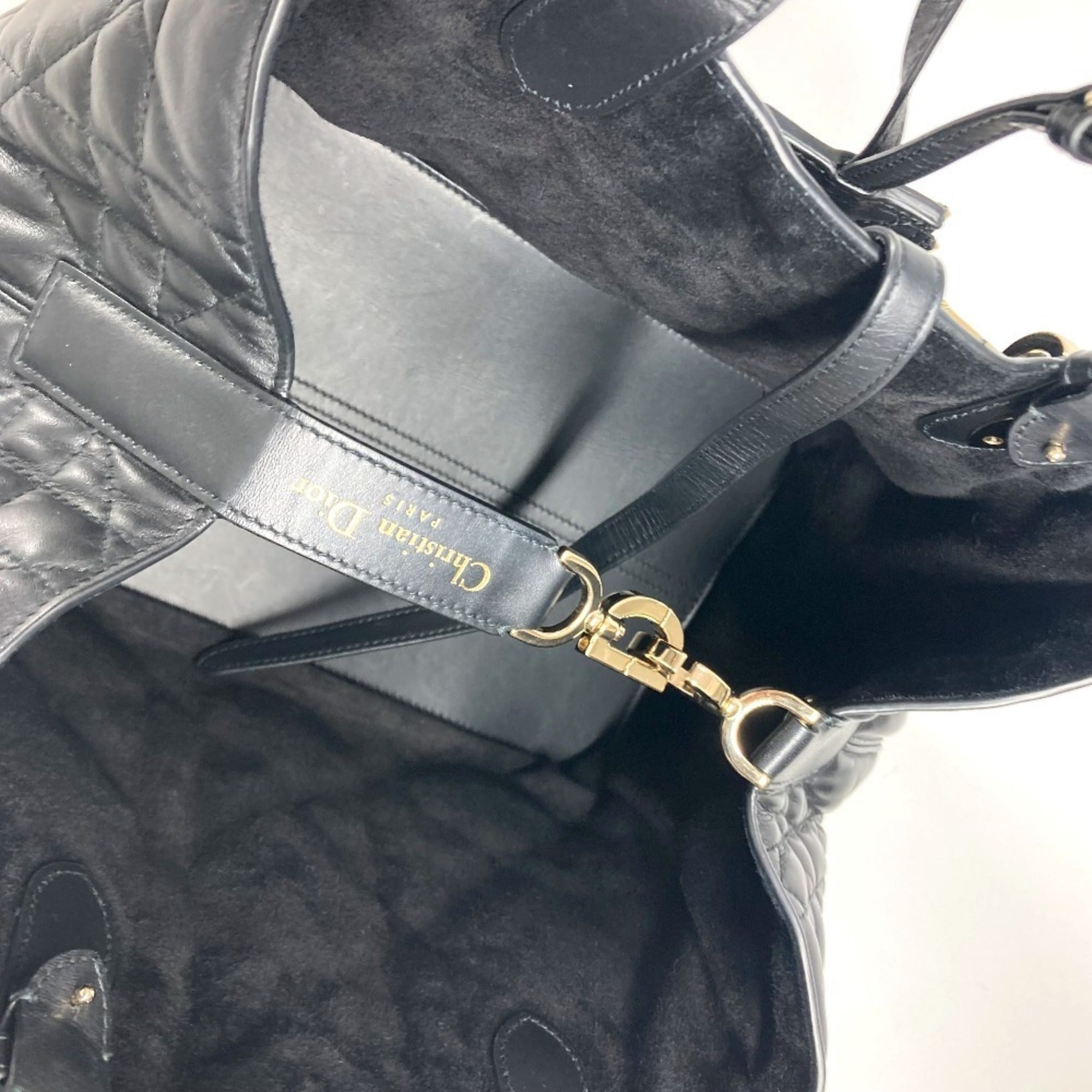 Christian Dior Black Leather Handbag Pouch Shoulder Bag Tote Bag (Pre-Owned)