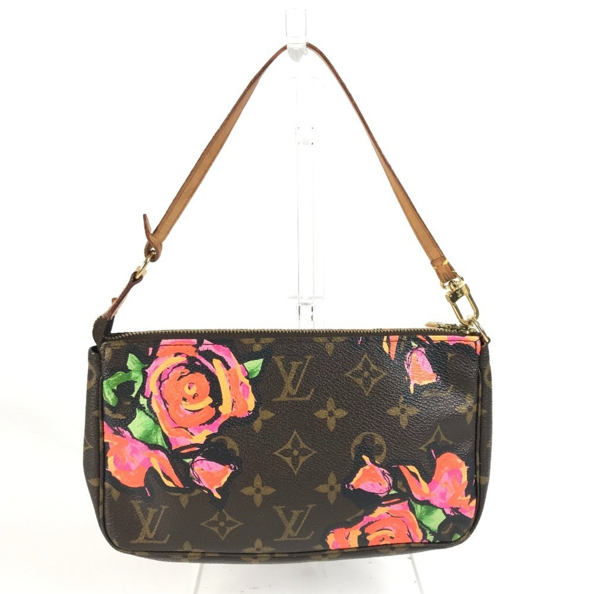 Louis Vuitton Brown Pink Rose Monogram Rose Canvas Handbag Pouch Shoulder Bag