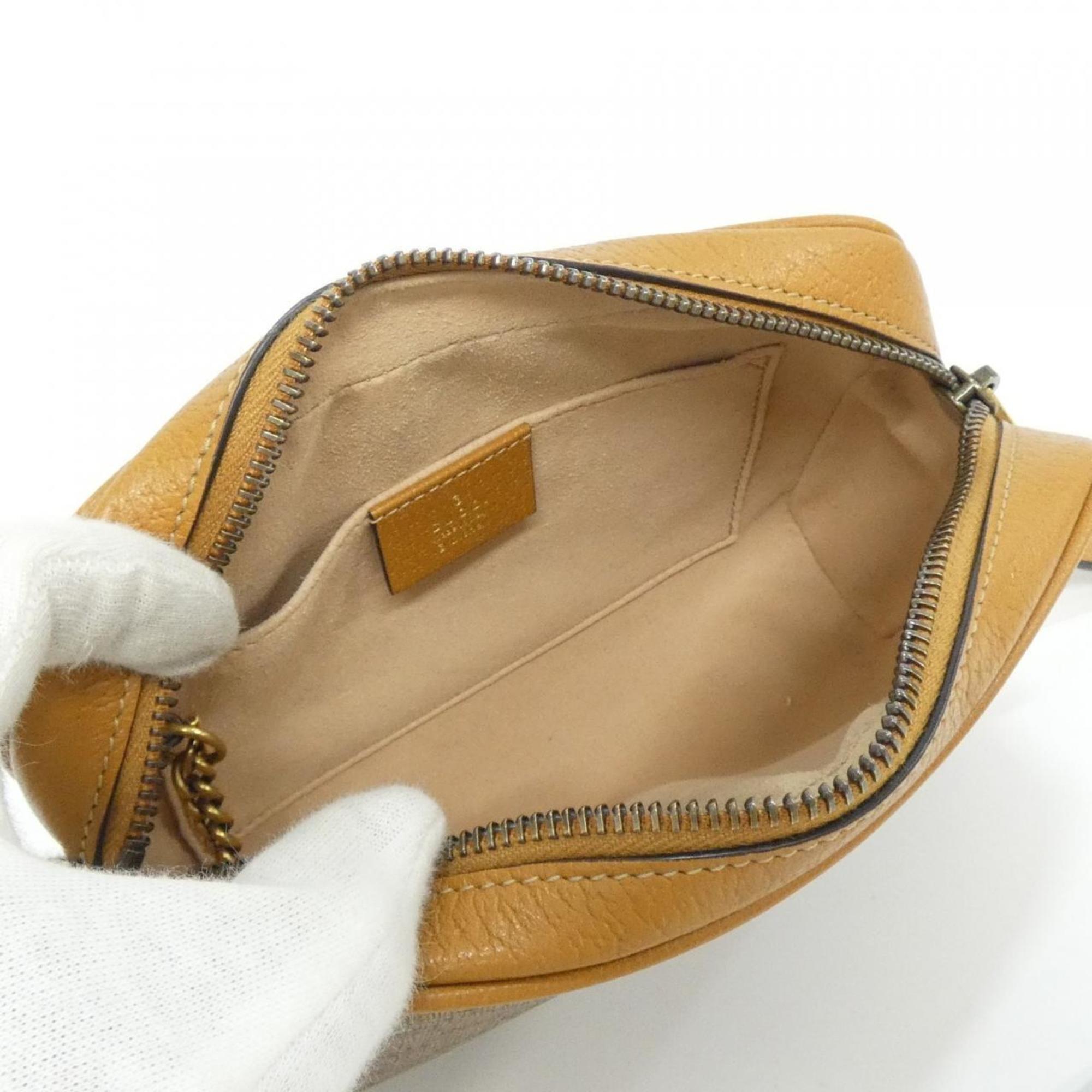 Gucci Beige Light Brown Gg Supreme Canvas Leather Shoulder Bag (Pre-Owned)
