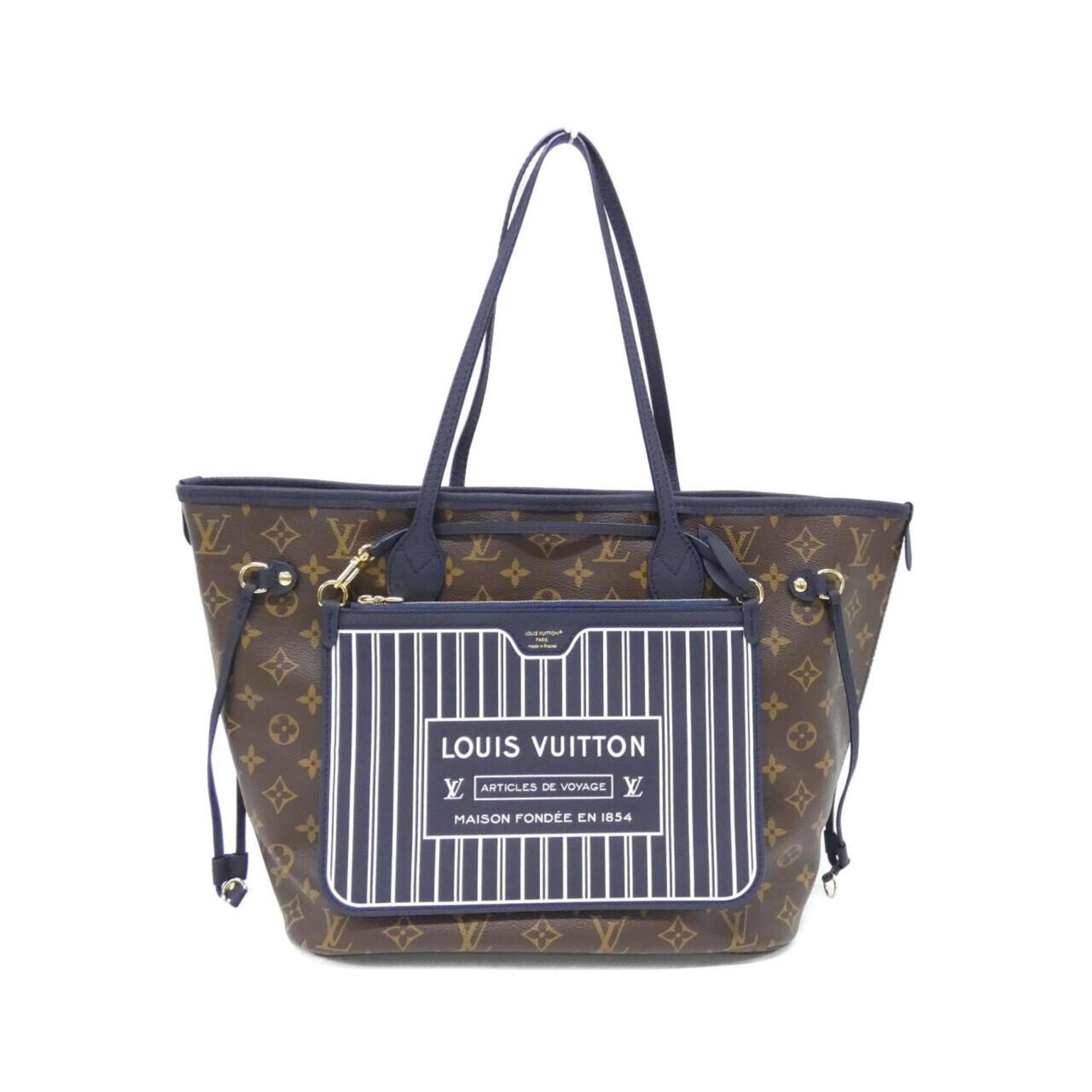 Louis Vuitton Marine Marron Leather Coated Canvas Handbag Pouch
