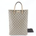 Gucci Beige Leather Coated Canvas Handbag Shoulder Bag Tote Bag (Pre-Owned)