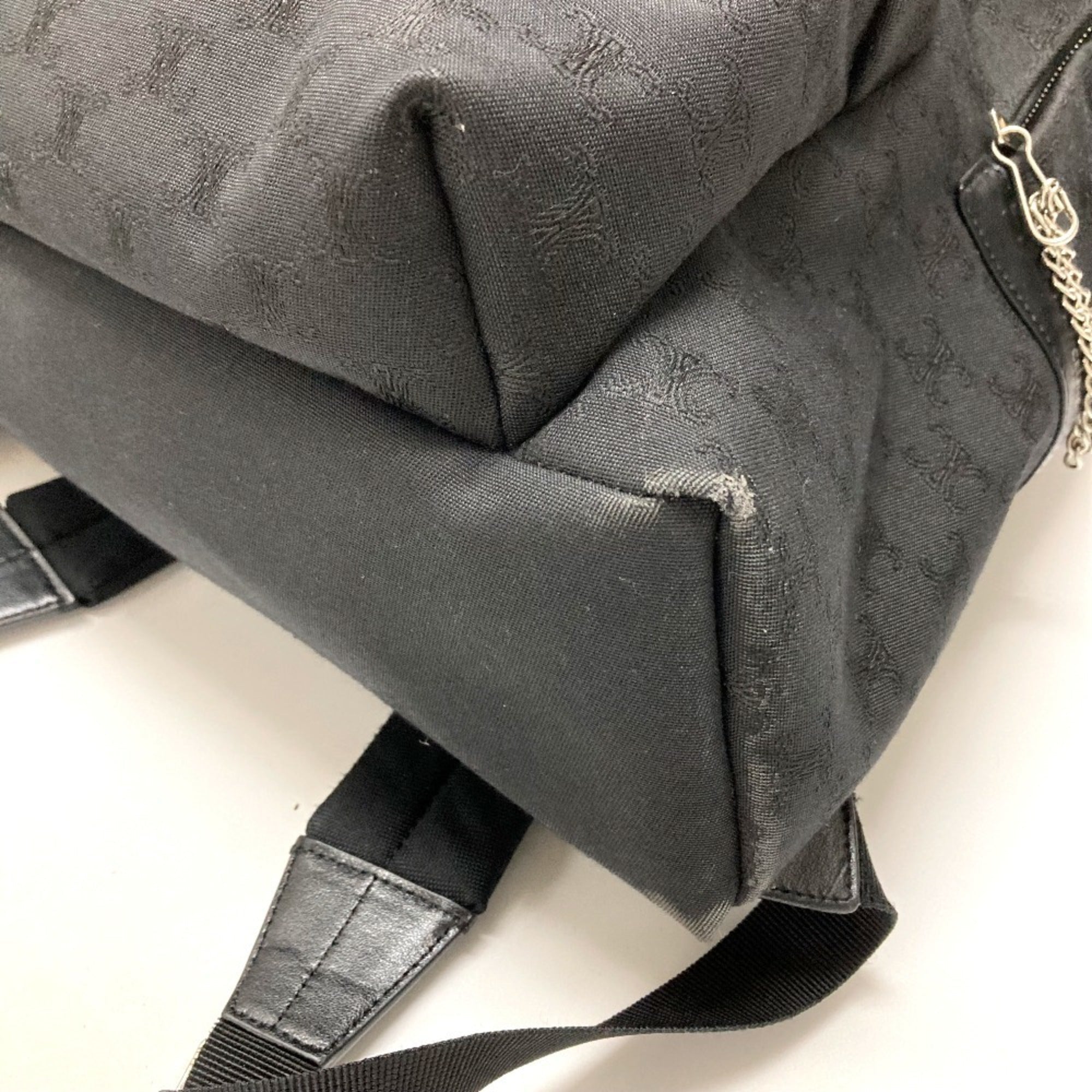 Celine Black Canvas Leather Backpack