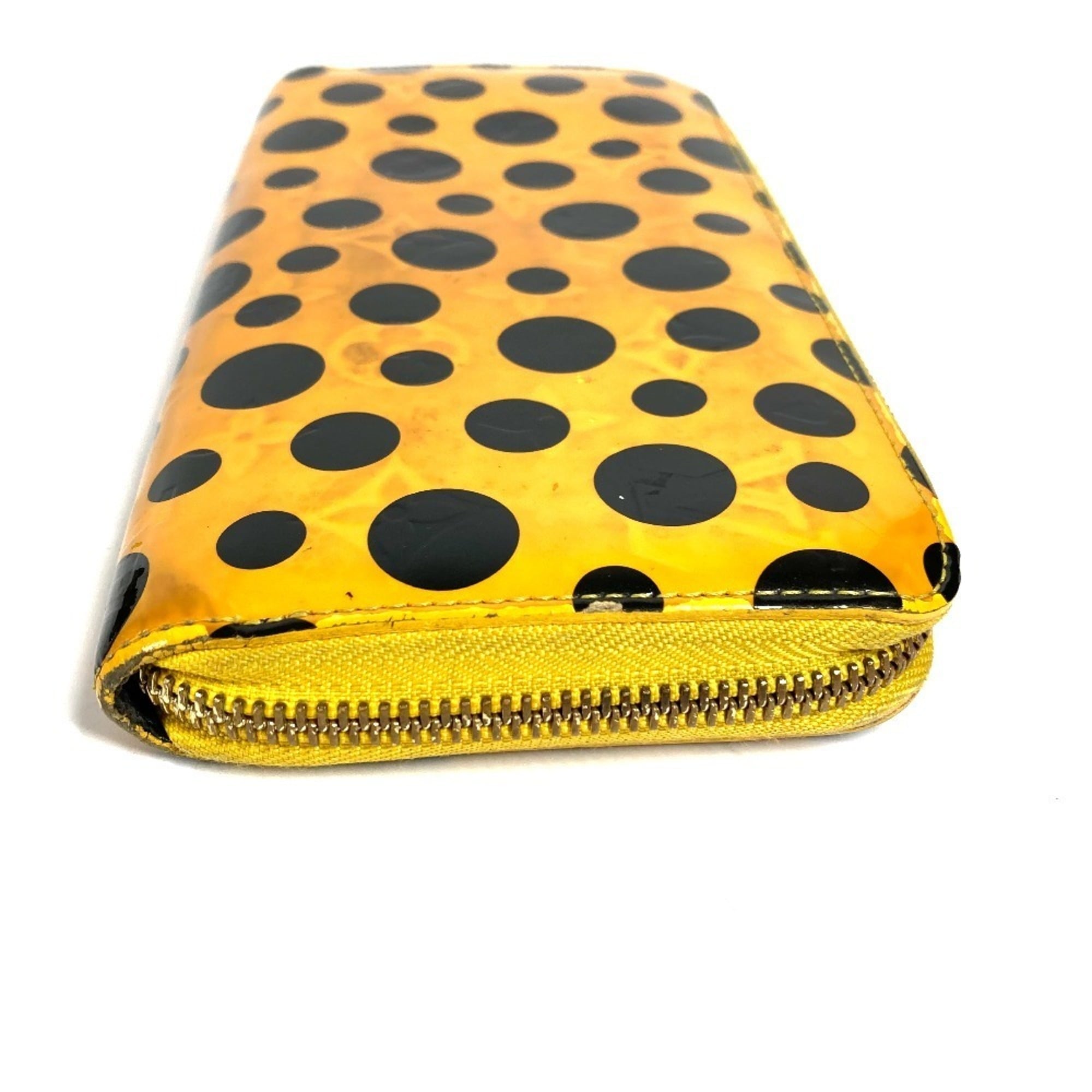 Louis Vuitton Dot Infinity (Yayoi Kusama) Black Yellow Patent Leather Long Wallet