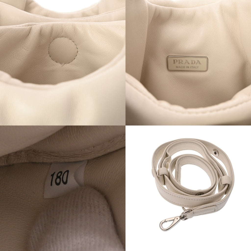 Prada White Leather Handbag Tote Bag