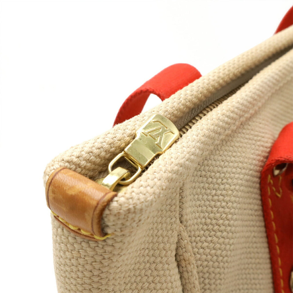 Louis Vuitton Beige Red Color Canvas Shoulder Bag Tote Bag