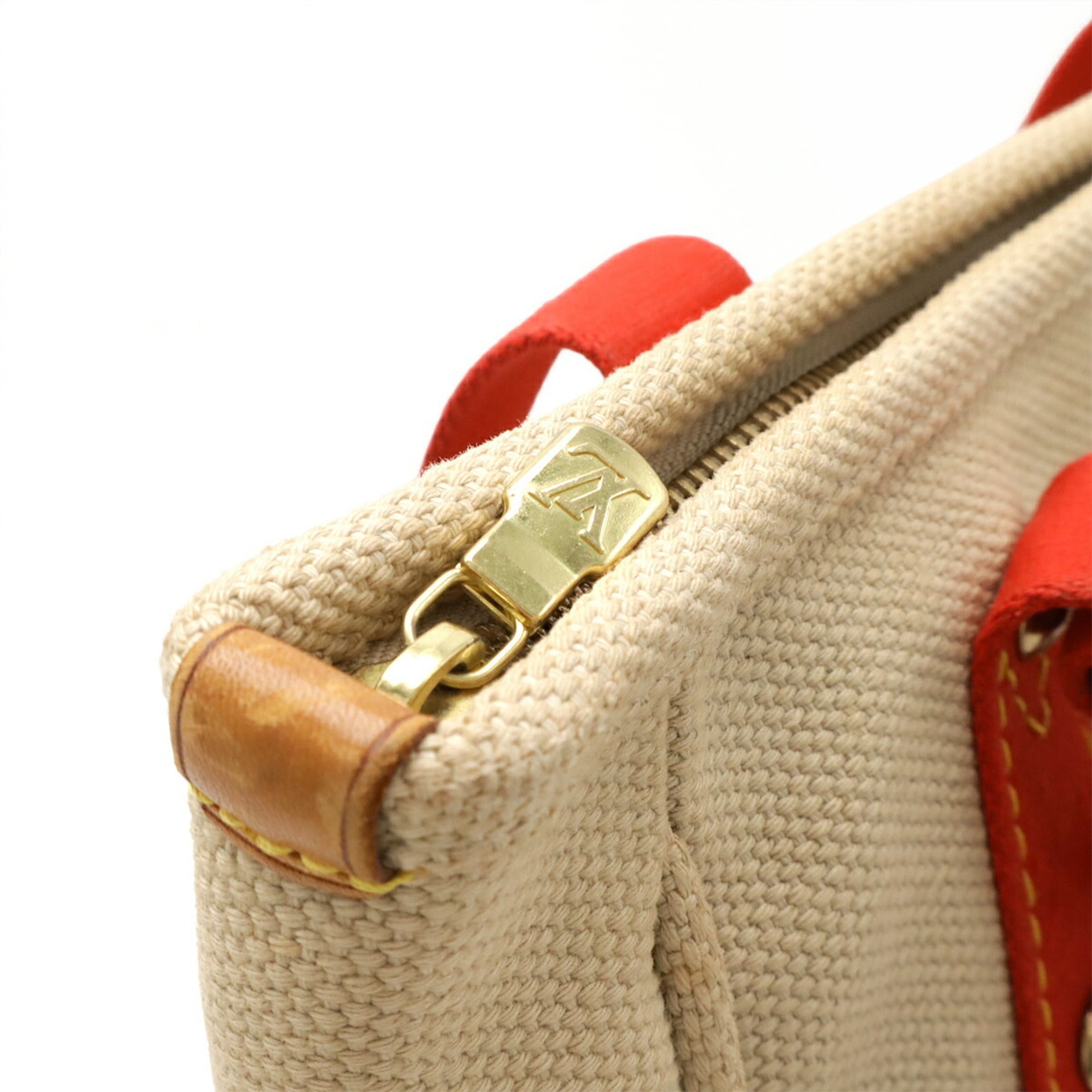 Louis Vuitton Beige Red Color Canvas Shoulder Bag Tote Bag