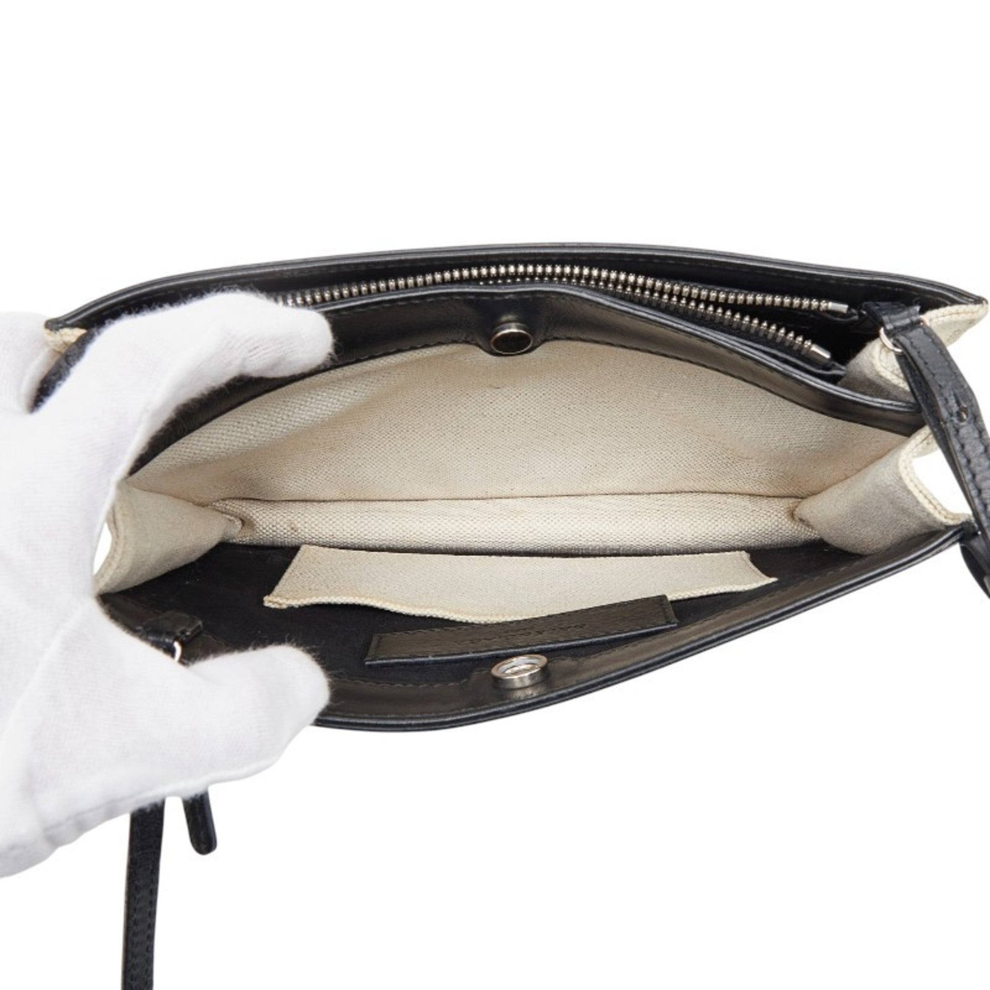 Balenciaga Black White Canvas Leather Shoulder