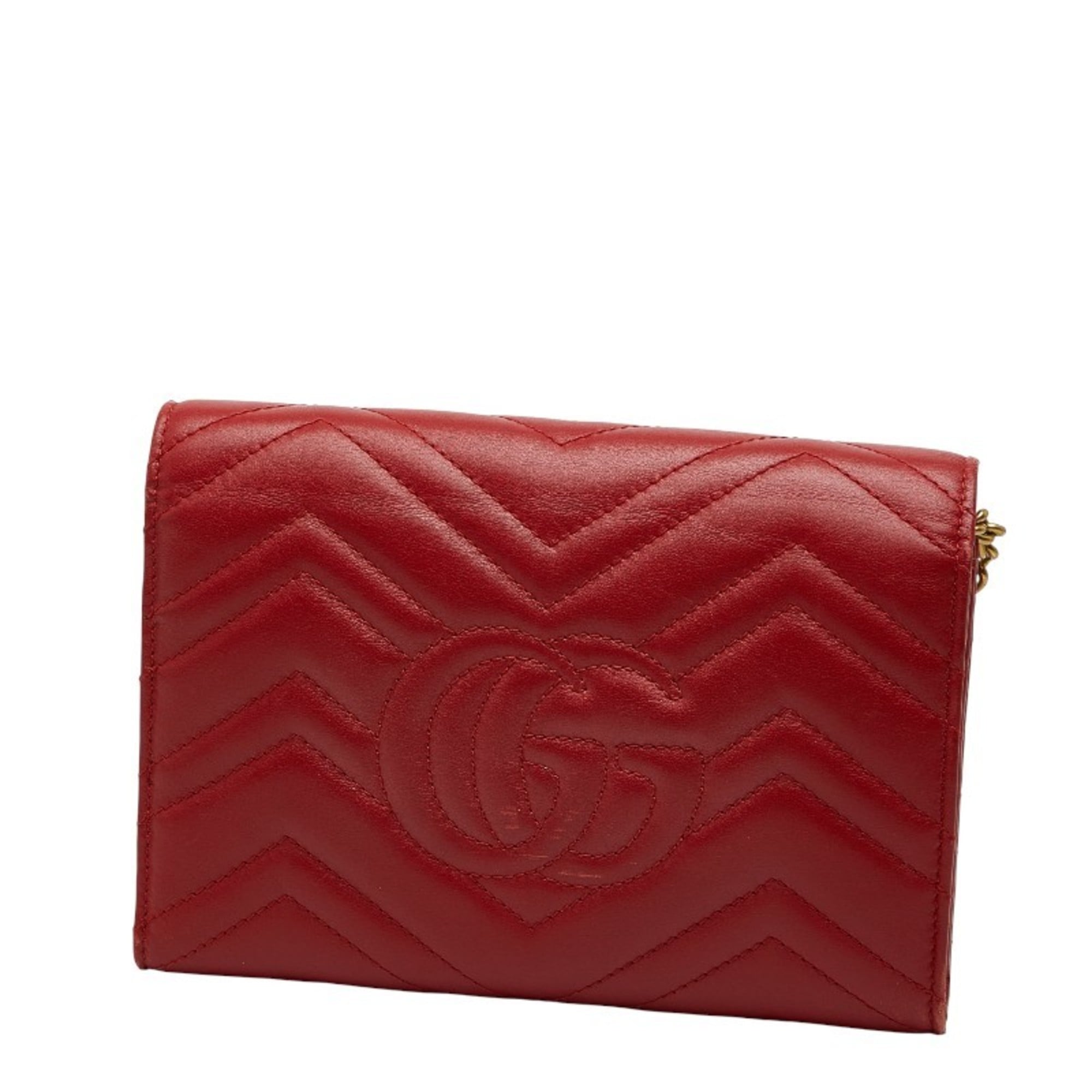 Gucci Red Color Leather Shoulder Bag (Pre-Owned)