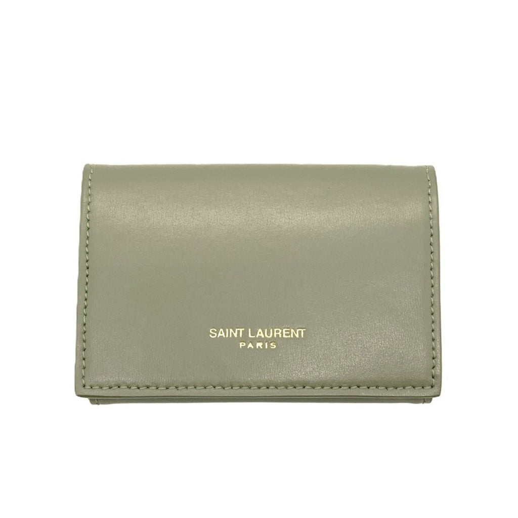 Saint Laurent Khaki Leather Wallet (Tri-Fold) (Pre-Owned)