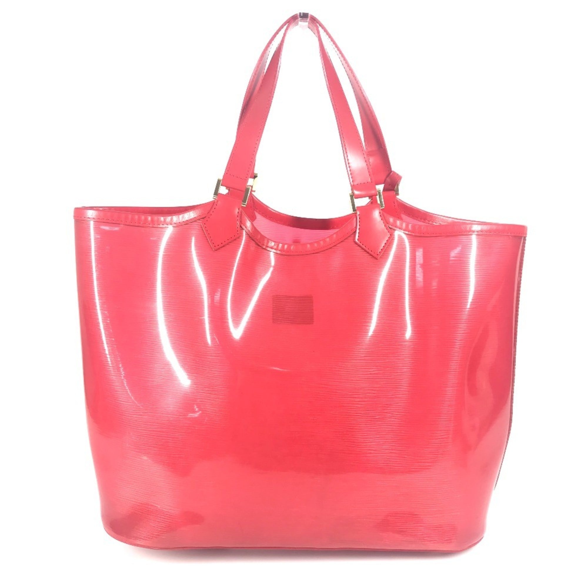 Louis Vuitton Red Color Vinyl Leather Handbag Tote Bag