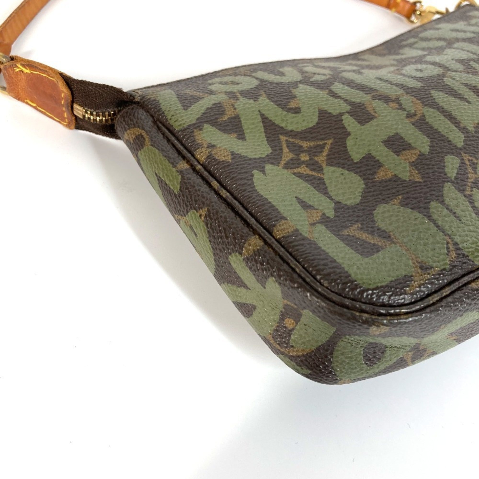 Louis Vuitton Khaki Monogram Graffiti Handbag Pochette Shoulder Bag