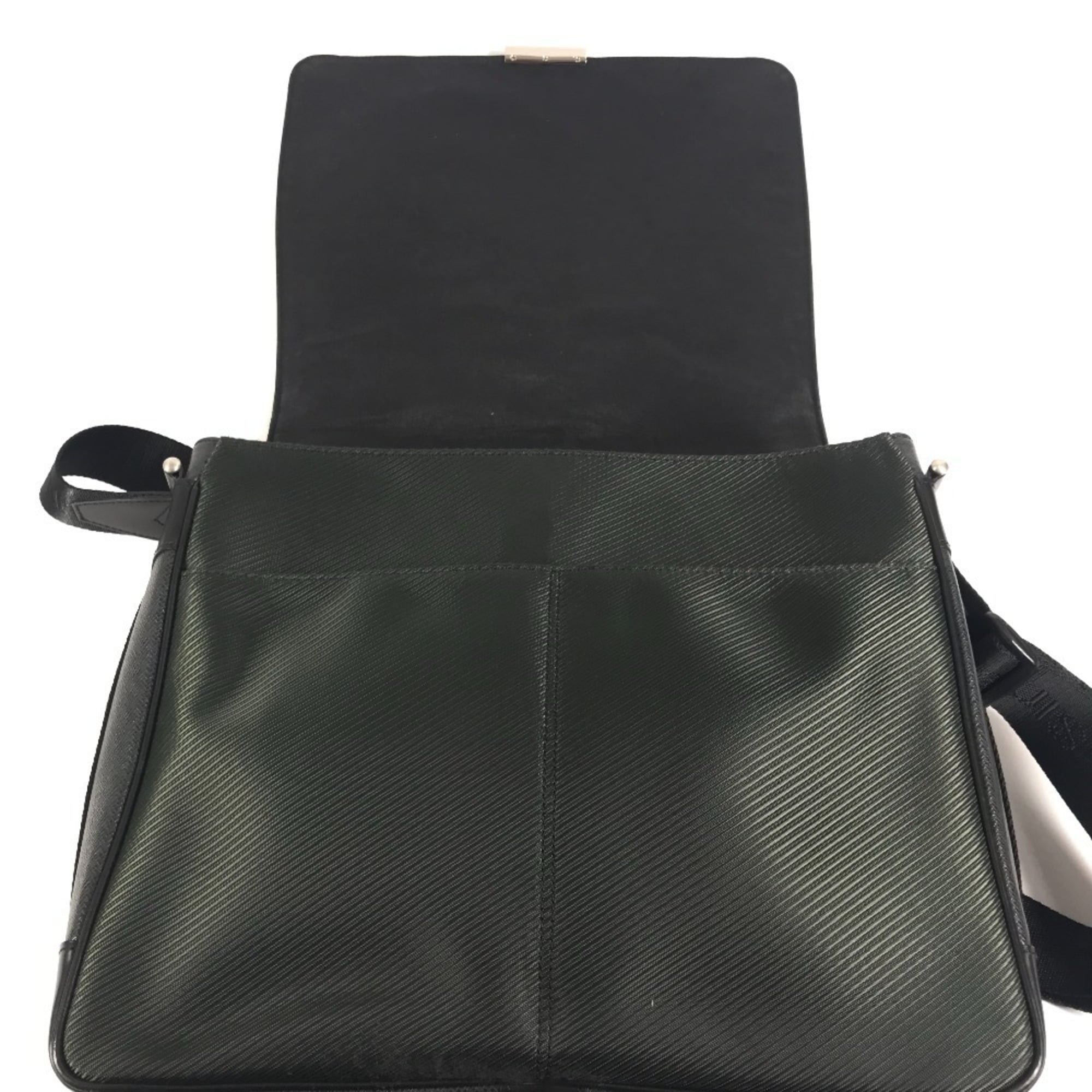 Louis Vuitton Black Khaki Taiga Leather Messenger Bag Shoulder Bag