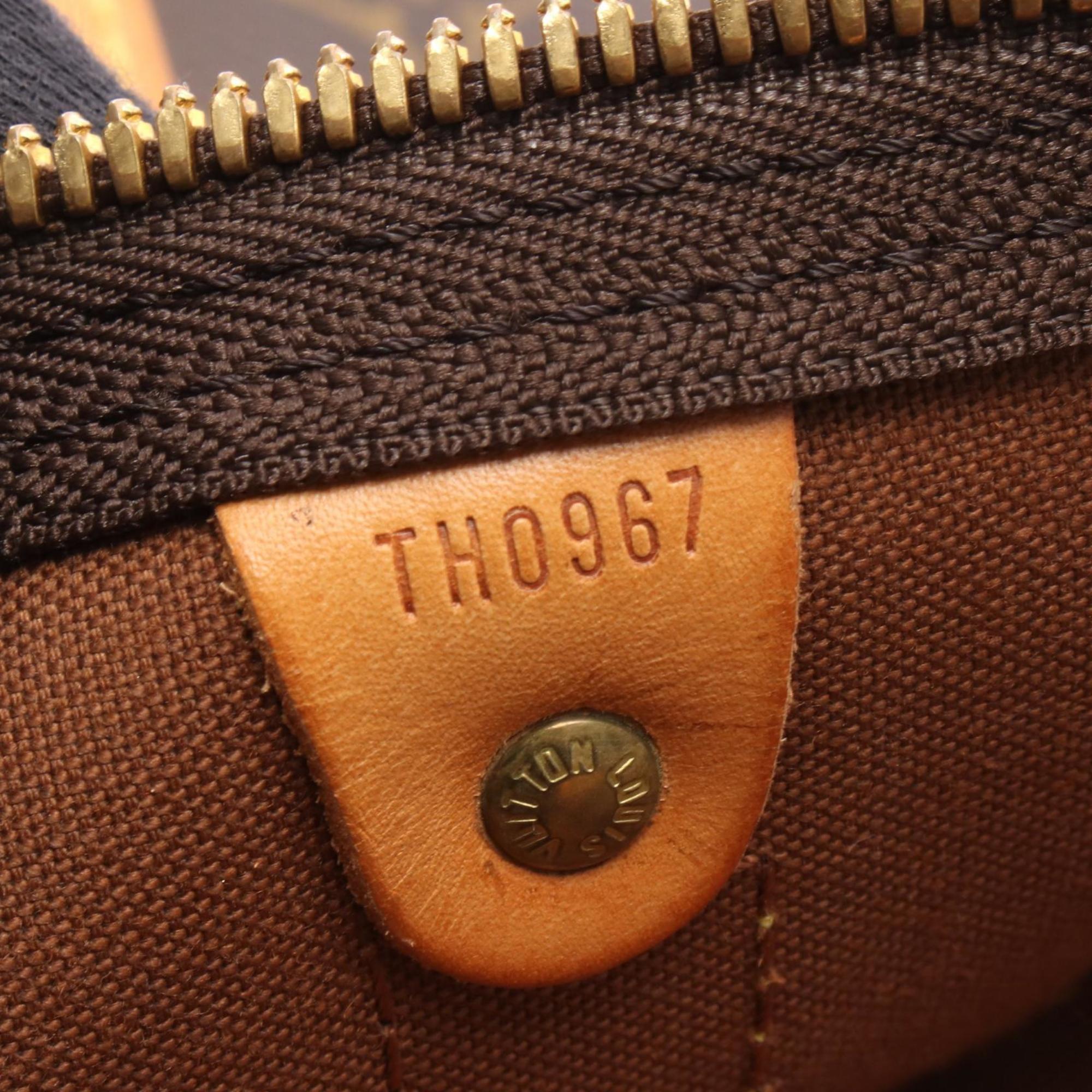Louis Vuitton Brown Coated Canvas Leather Boston Bag Handbag
