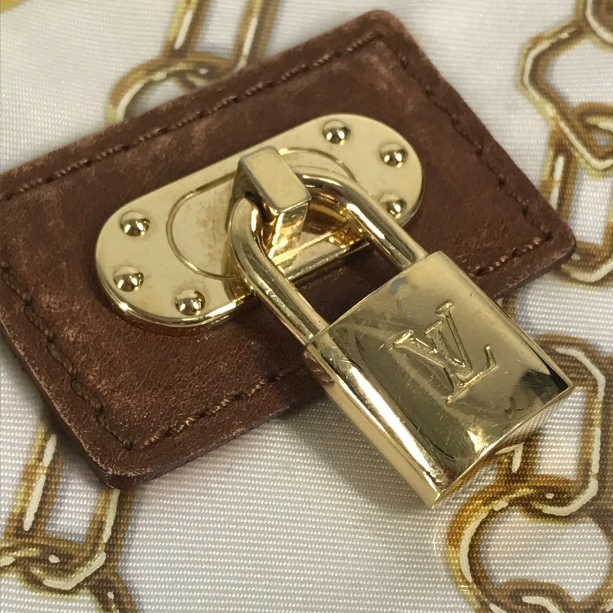 Louis Vuitton Brown White Vinyl Leather Handbag Pouch Shoulder Bag