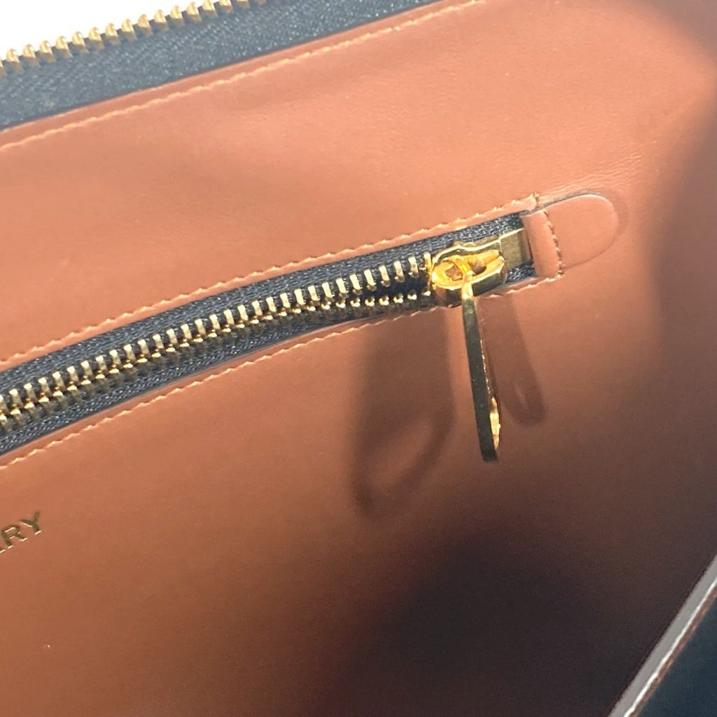 Burberry Brown Leather Canvas Clutch Bag Pouch