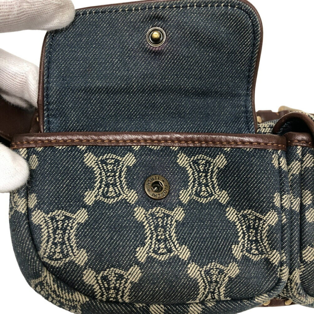 Celine Blue Brown Denim Leather Fanny Pack Sling Bag
