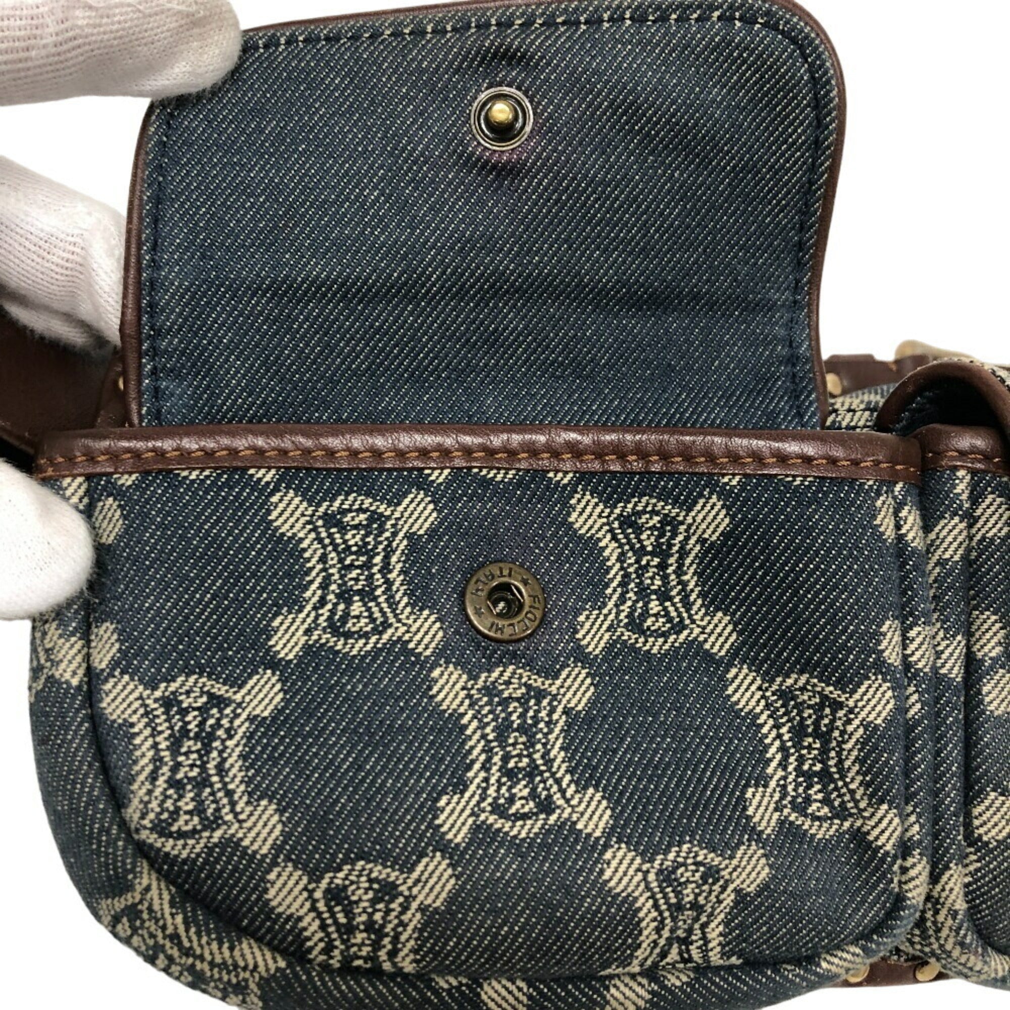 Celine Blue Brown Denim Leather Fanny Pack Sling Bag