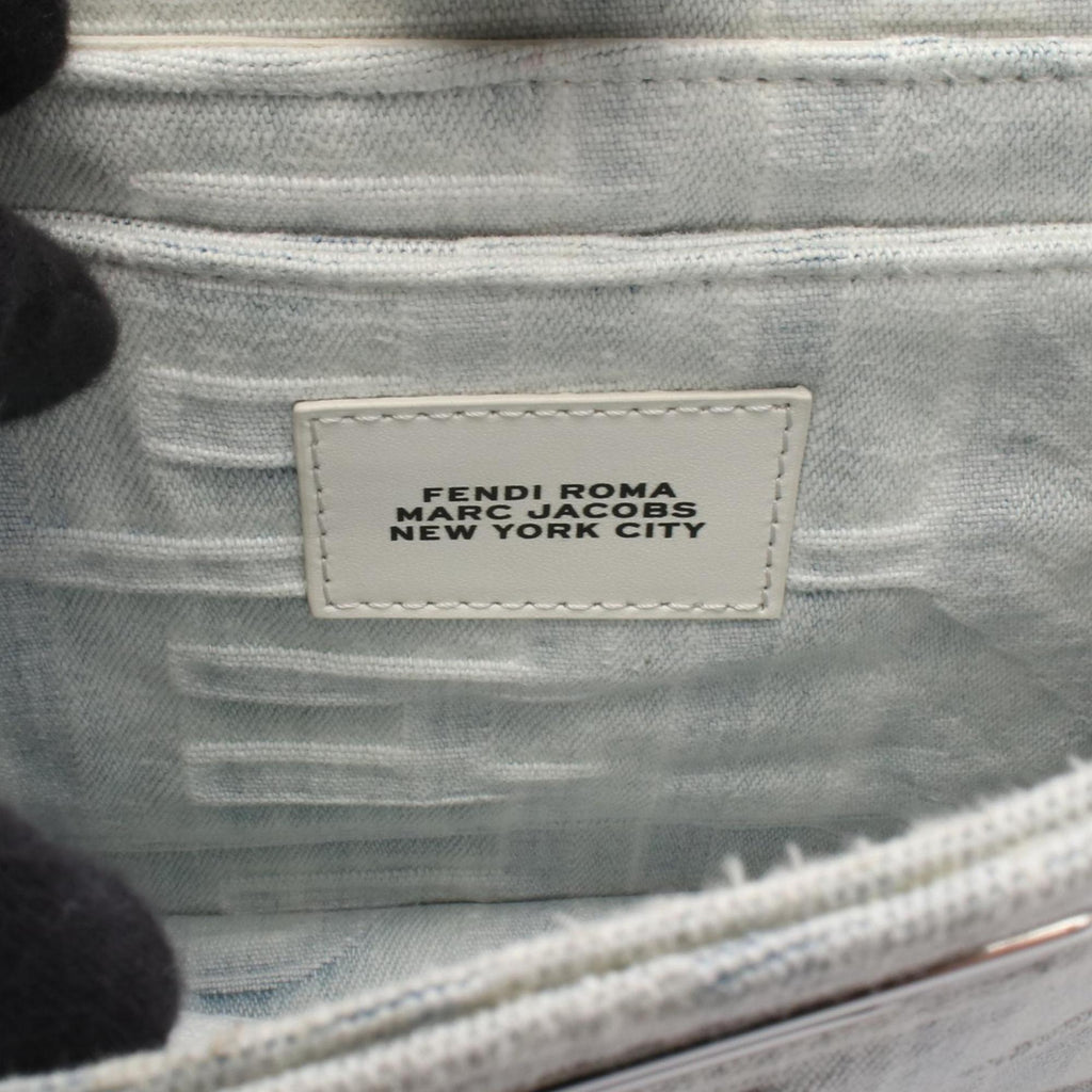 Fendi Blue White Denim Leather Handbag