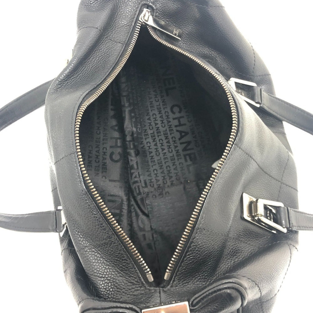 Chanel Black Grained Calfskin Boston Bag Handbag