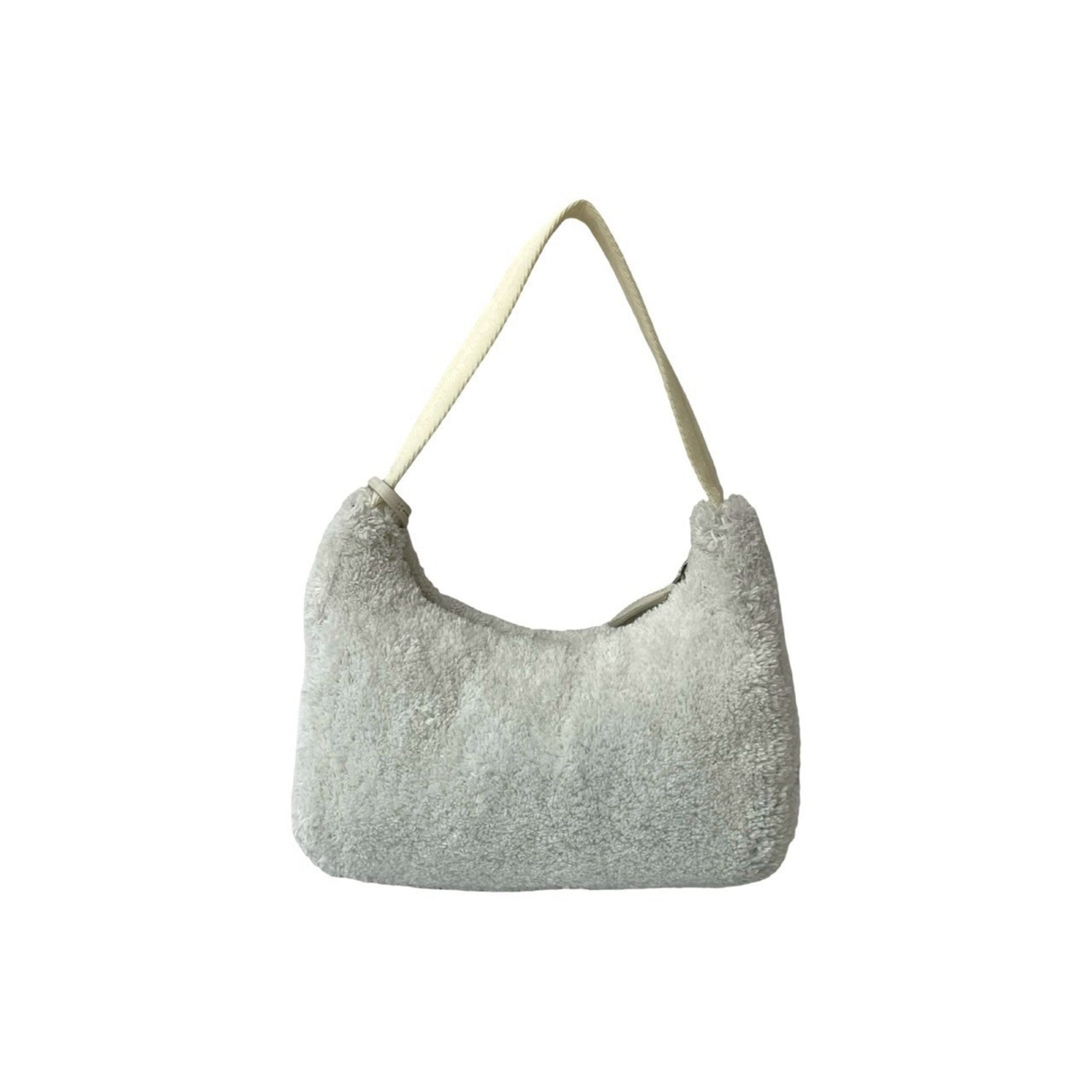 Prada White Pile Fabric Handbag Pouch