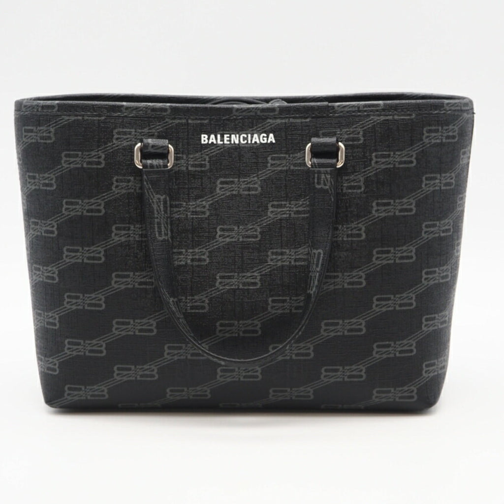 Balenciaga Black Gray Coated Canvas Tote