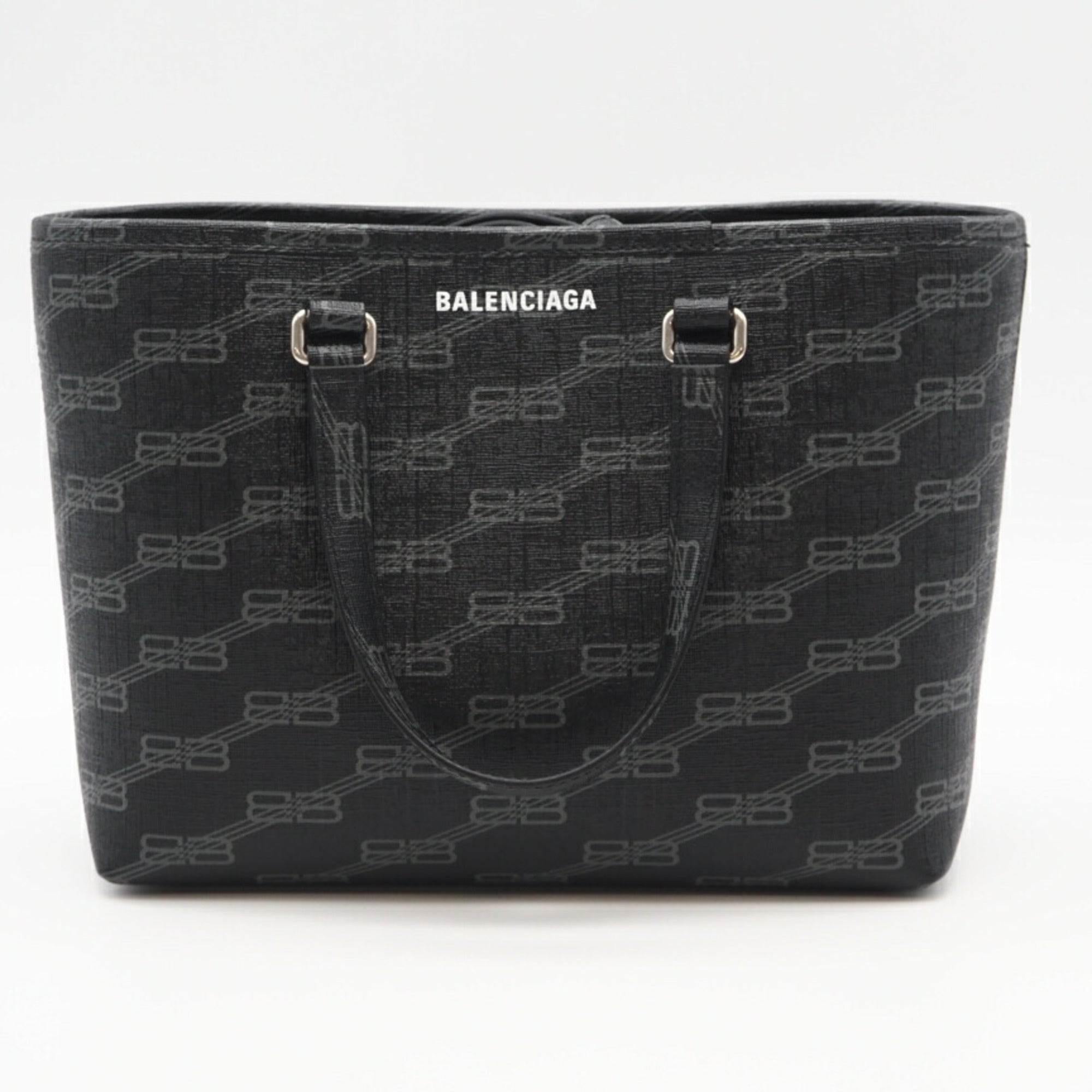 Balenciaga Black Gray Coated Canvas Tote