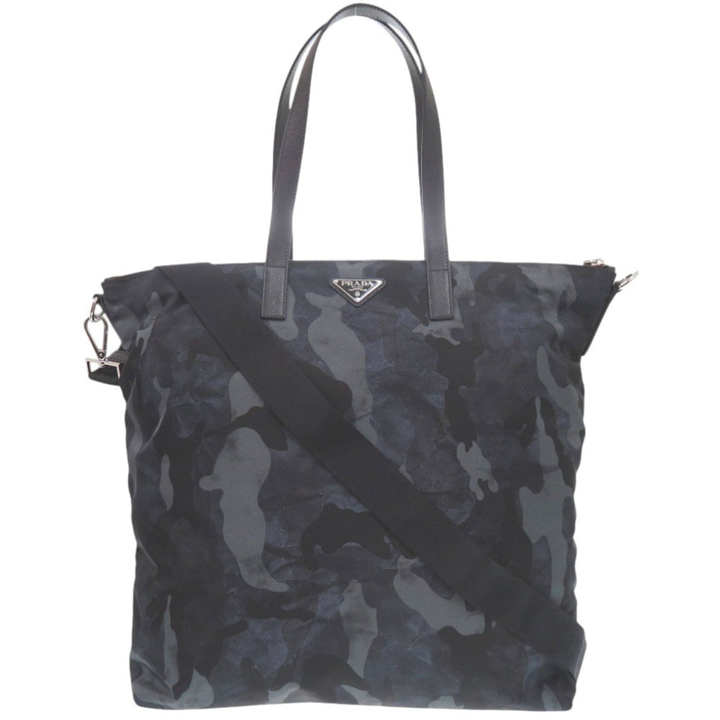 Prada Navy Navy Black Nylon Tote Bag