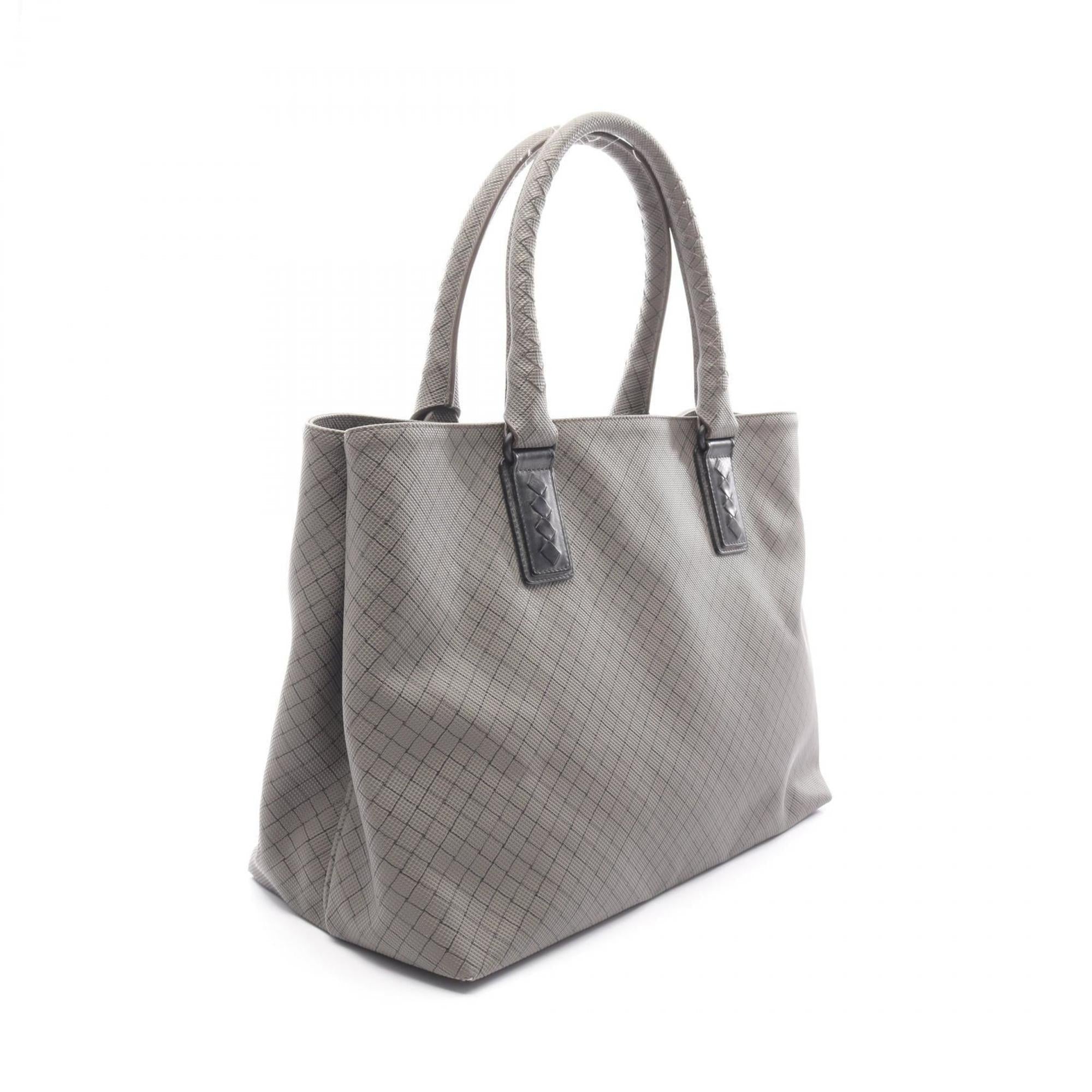 Bottega Veneta Gray Coated Canvas Leather Tote Bag