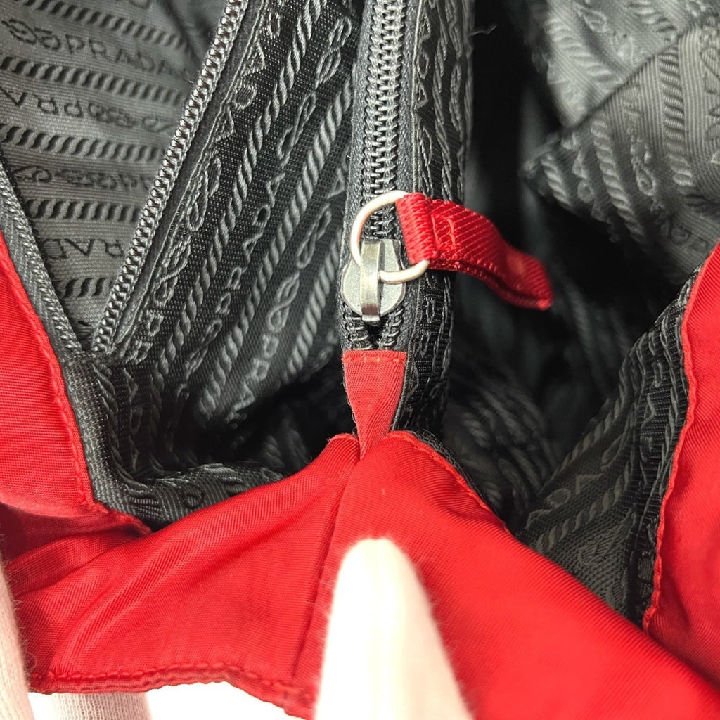 Prada Red Color Nylon Handbag Tote Bag