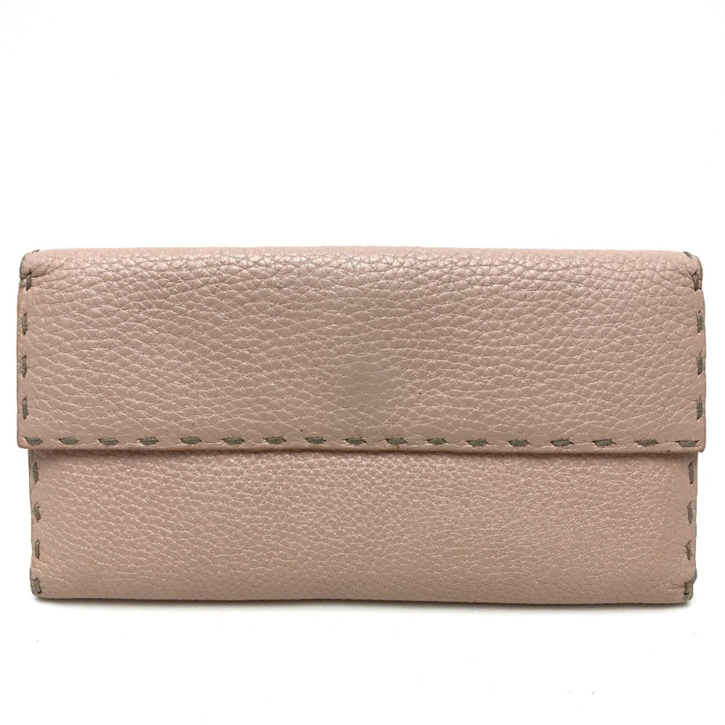 Fendi Pink Leather Long Wallet (Bi-Fold)