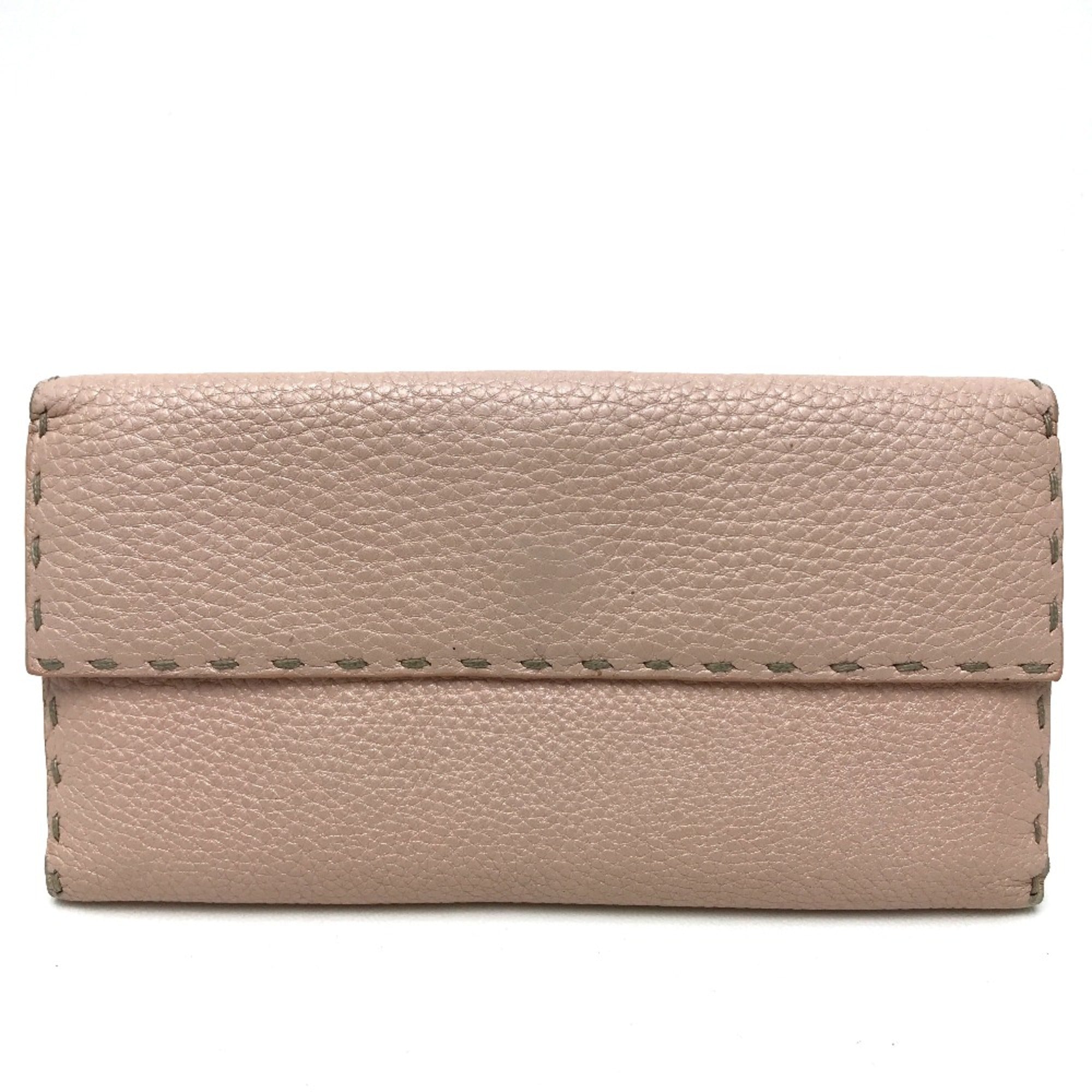 Fendi Pink Leather Long Wallet (Bi-Fold)