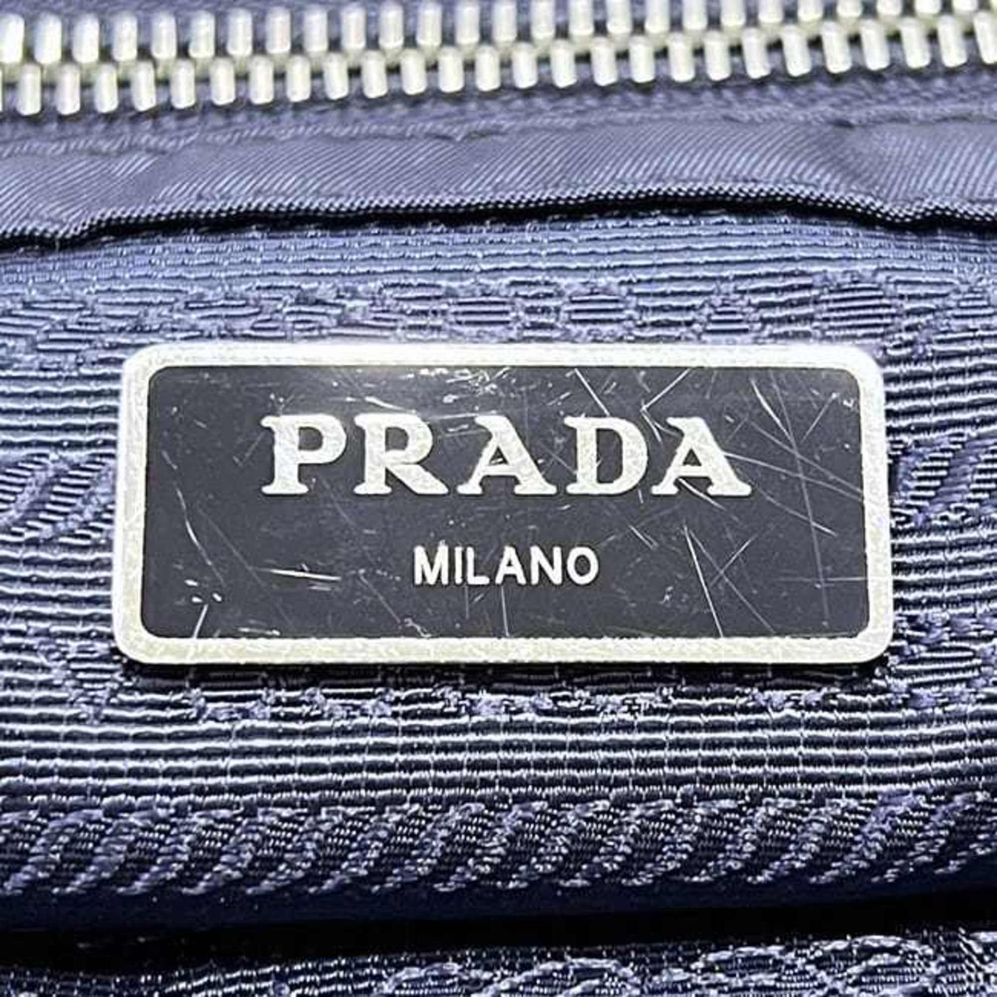 Prada Navy Nylon Saffiano Triangle Shoulder Bag Tote Bag