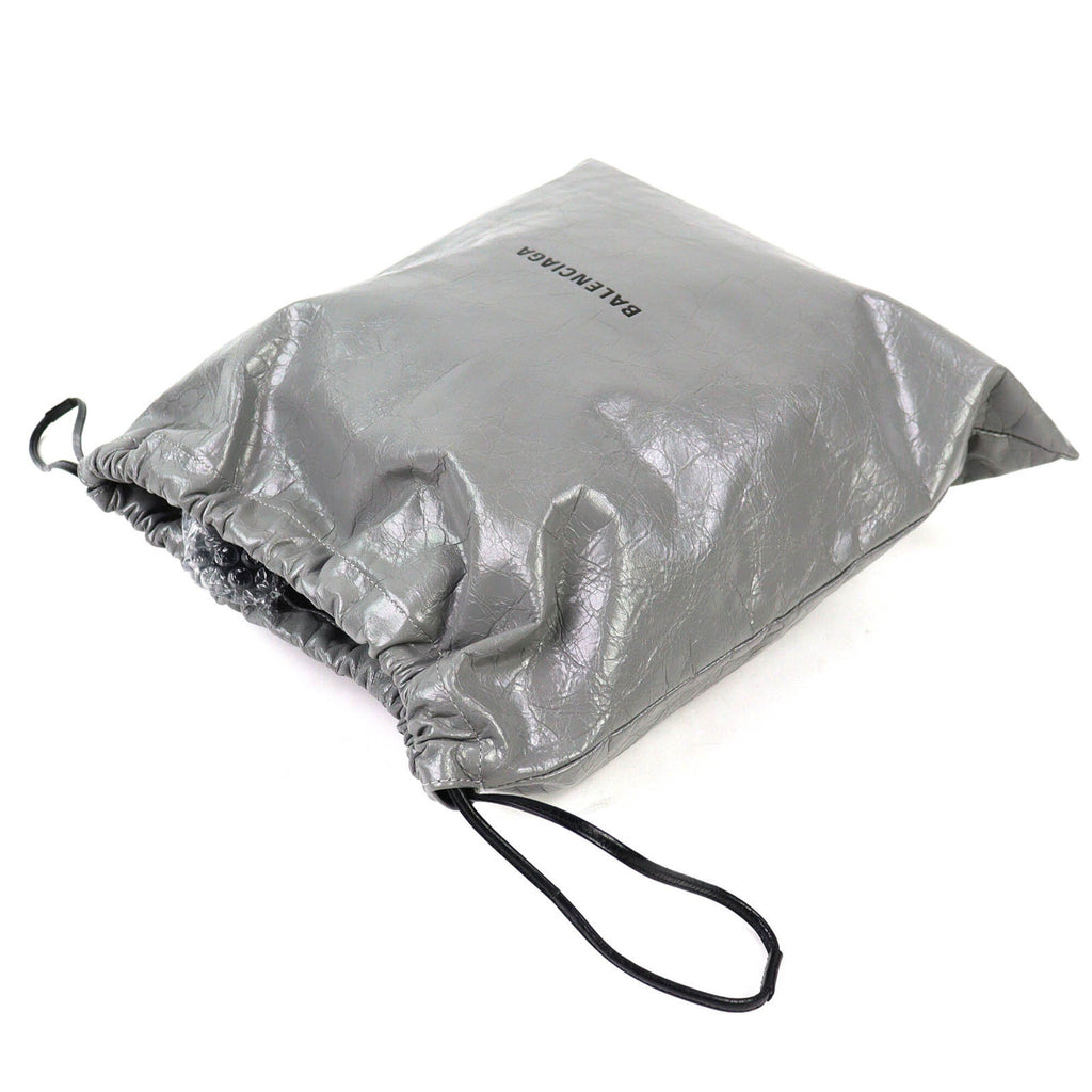 Balenciaga Gray Leather Polyamide Pouch