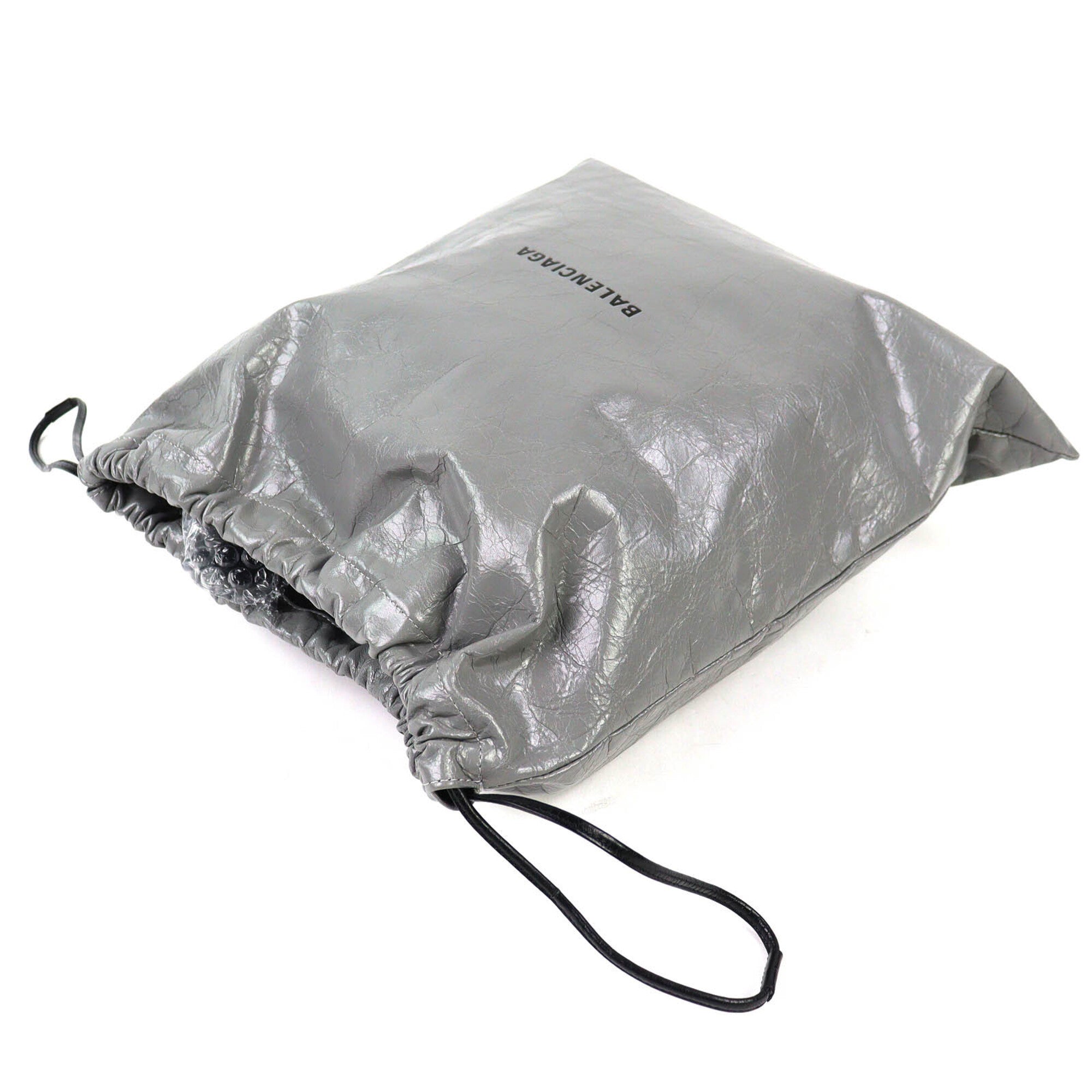Balenciaga Gray Leather Polyamide Pouch