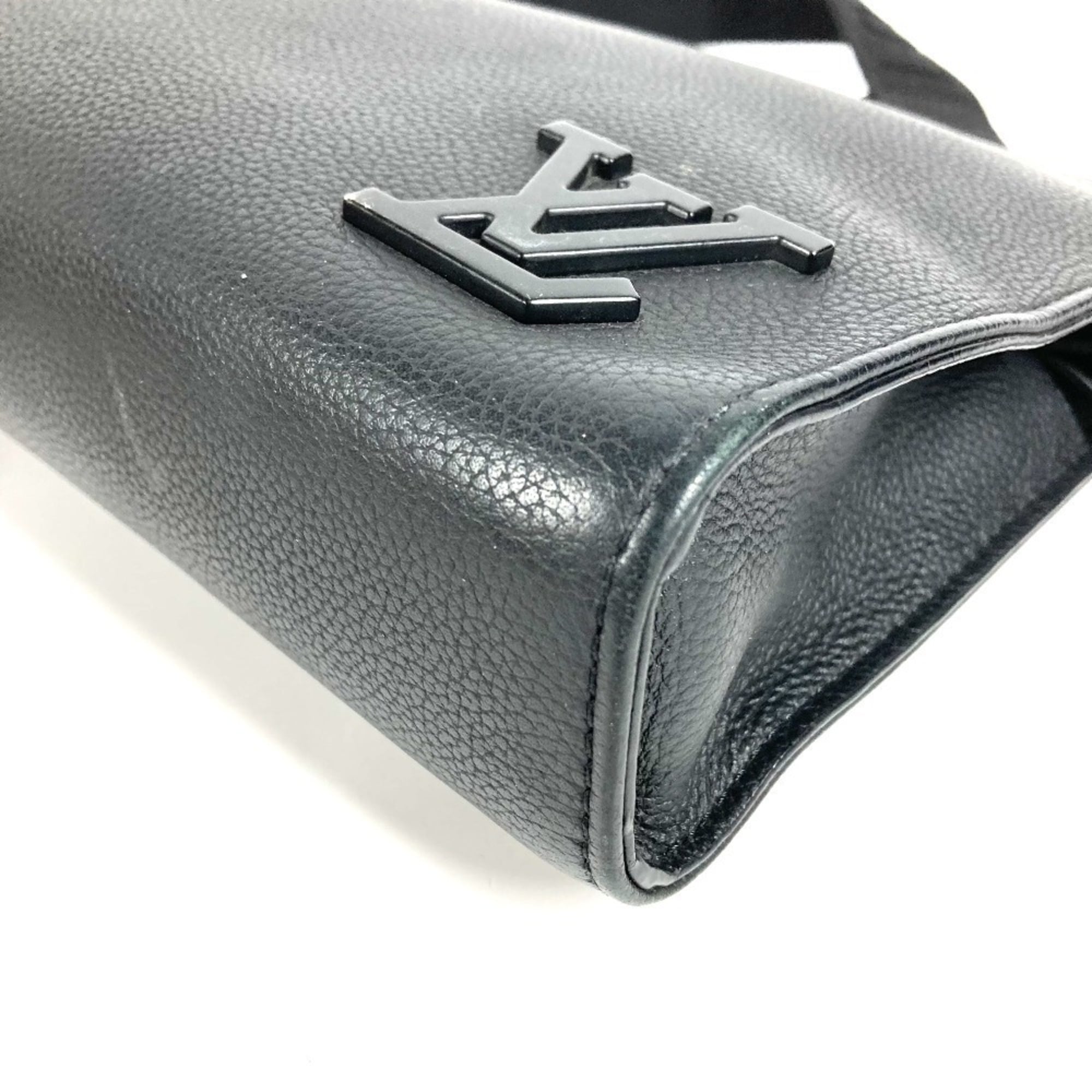 Louis Vuitton Black Leather Clutch Bag Pochette Shoulder Bag