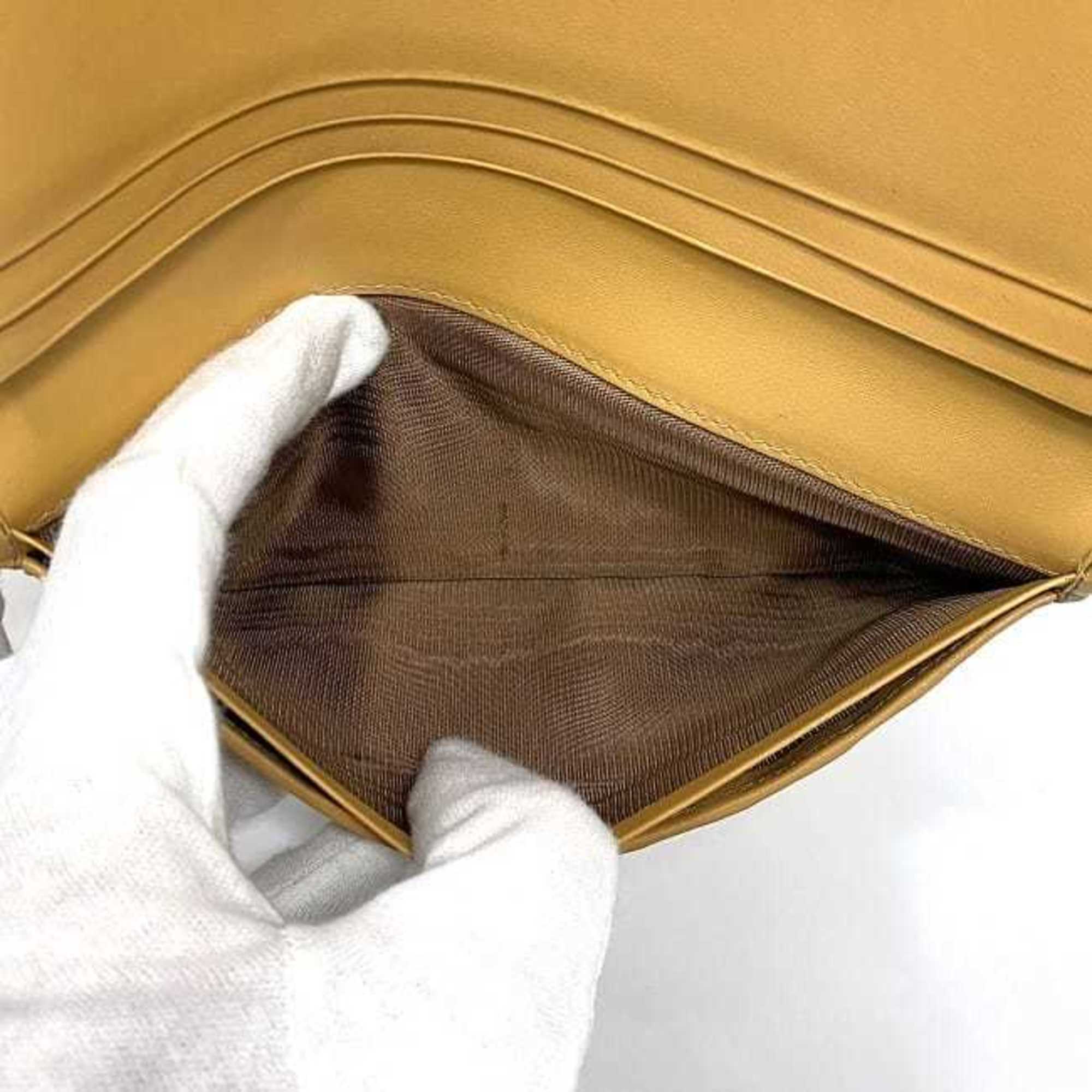 Celine Beige Brown Pvc Leather Long Wallet (Bi-Fold)