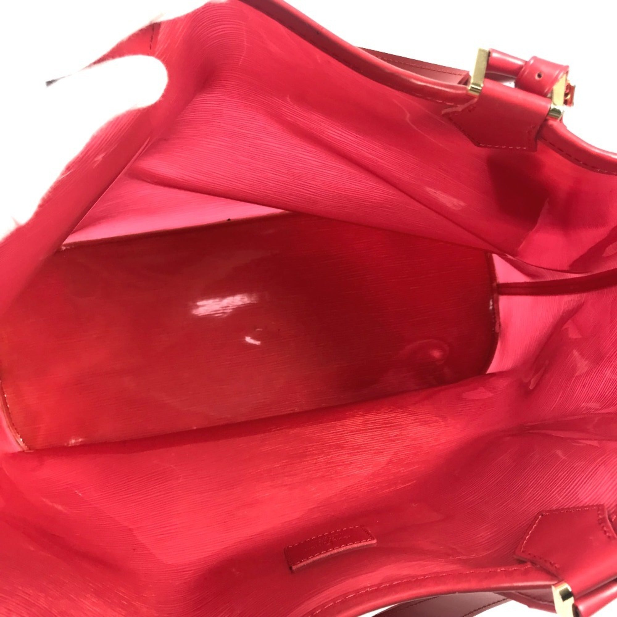 Louis Vuitton Red Color Vinyl Leather Handbag Tote Bag
